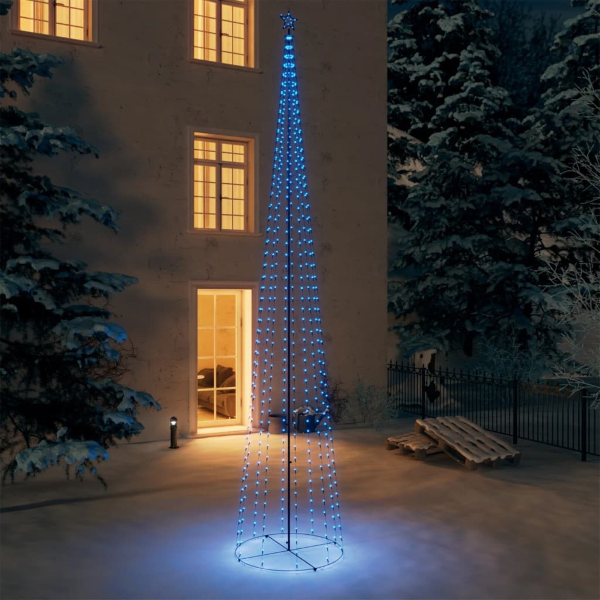 Vidaxl Christmas Cone Tree Blue 732 Leds 63'X196.9'