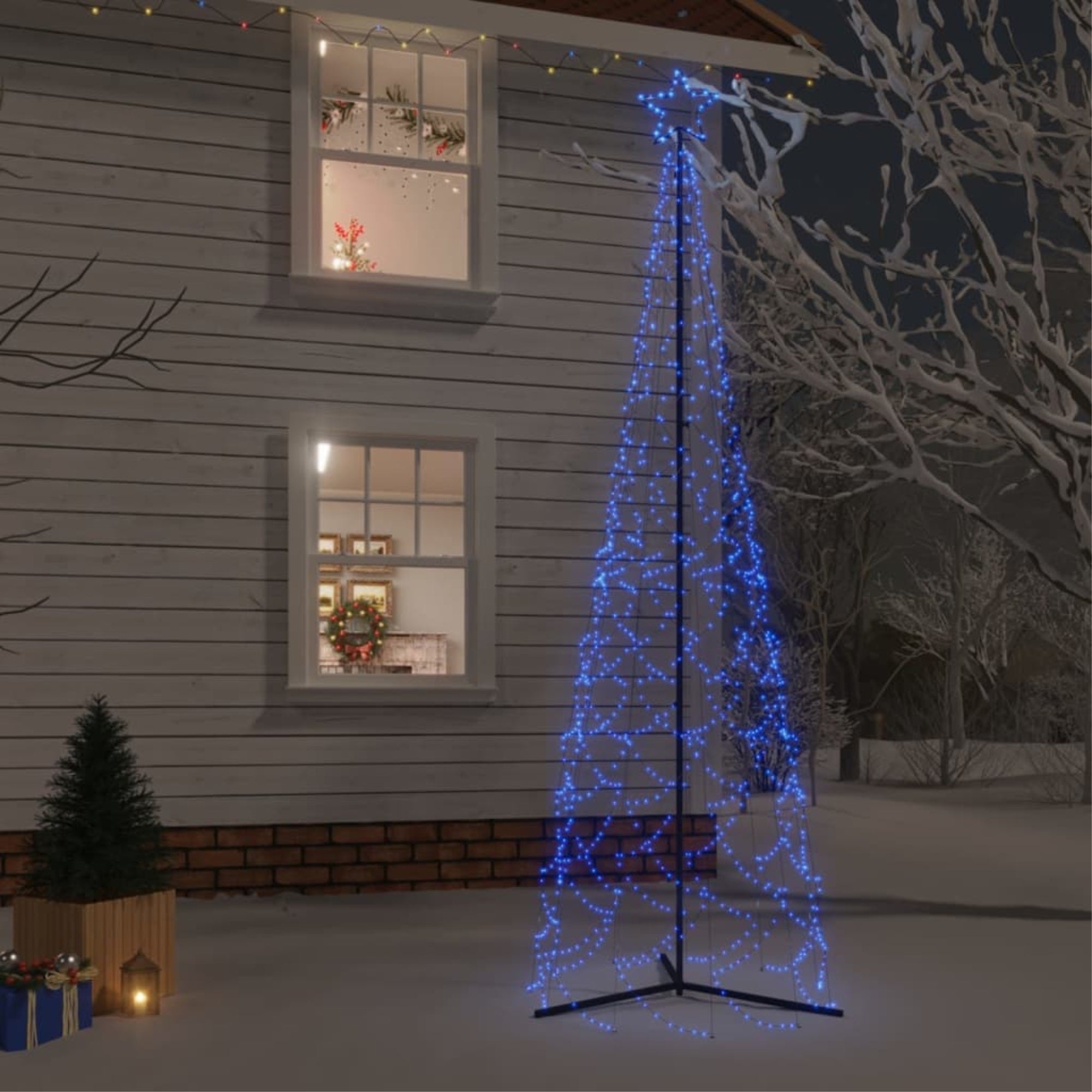 Vidaxl Christmas Cone Tree Blue 500 Leds 39.4'X118.1'