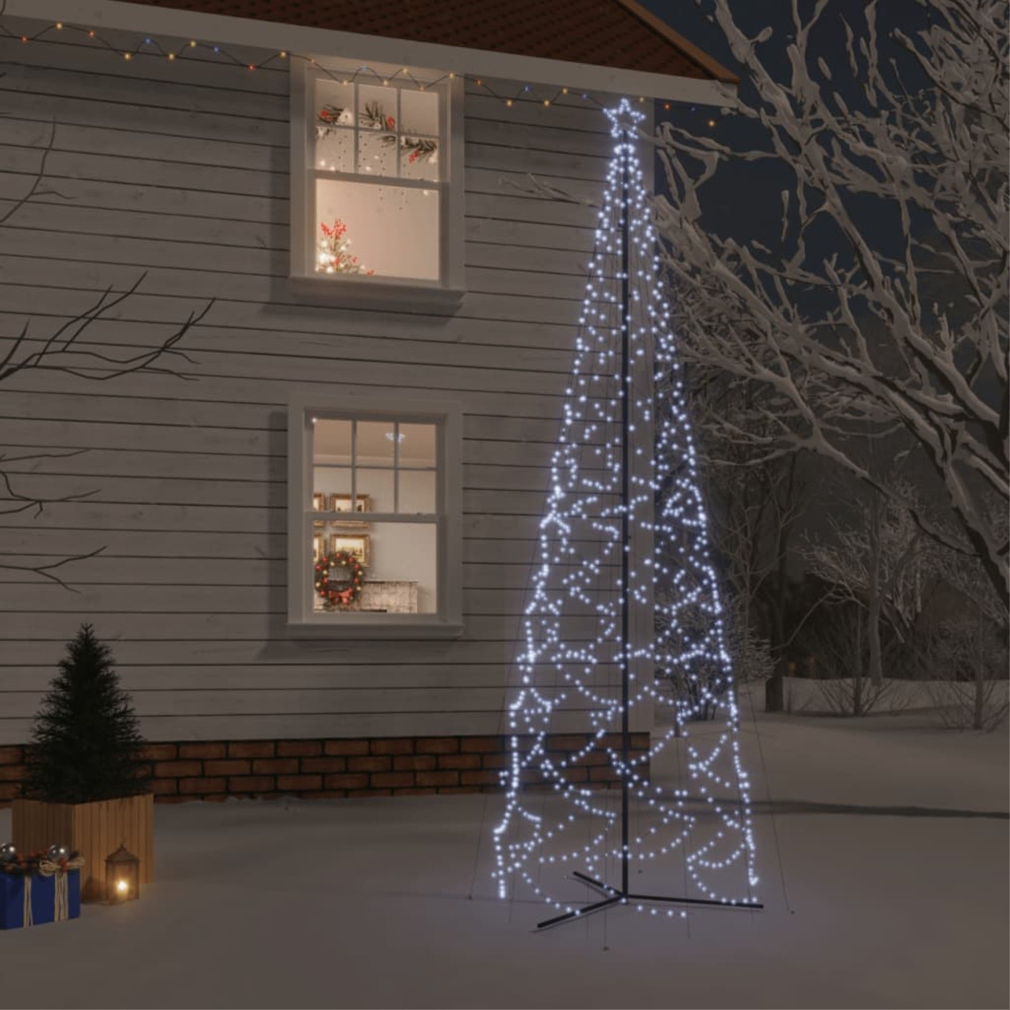 Vidaxl Christmas Cone Tree Cold White 1400 Leds 5X16 Ft
