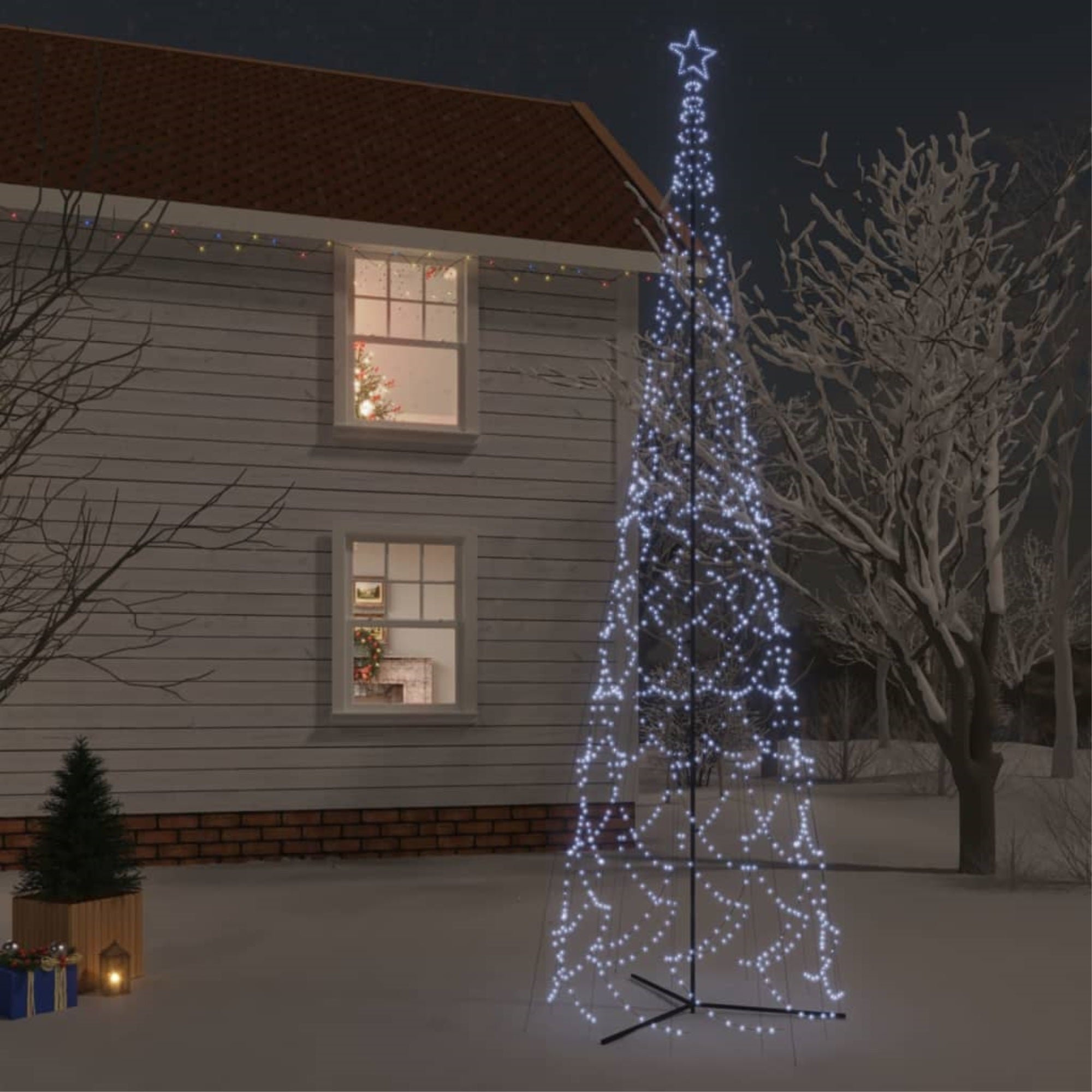 Vidaxl Christmas Cone Tree Cold White 3000 Leds 90.6'X315'