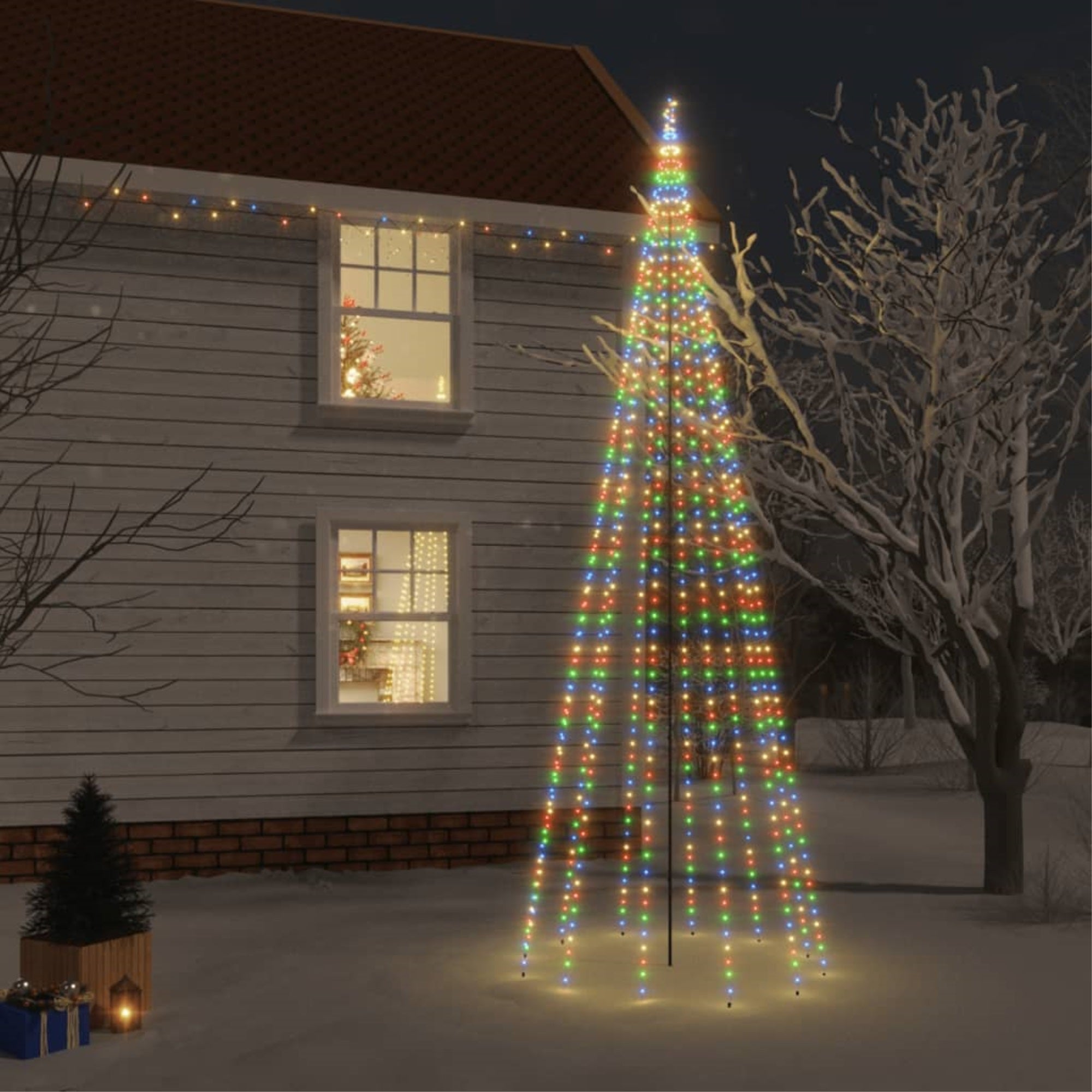 Vidaxl Christmas Tree With Spike Colorful 732 Leds 196.9'