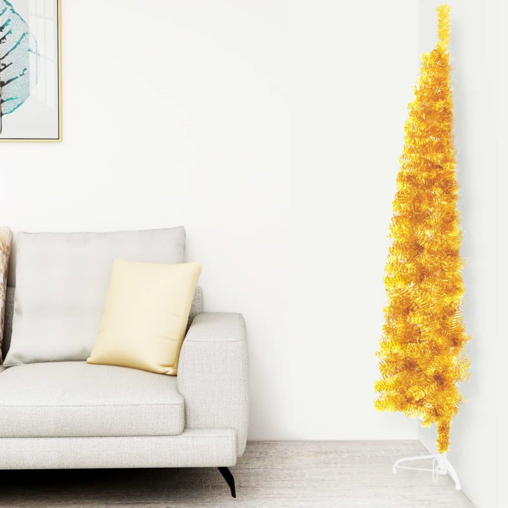 Vidaxl Slim Artificial Half Christmas Tree With Stand Gold 47.2'