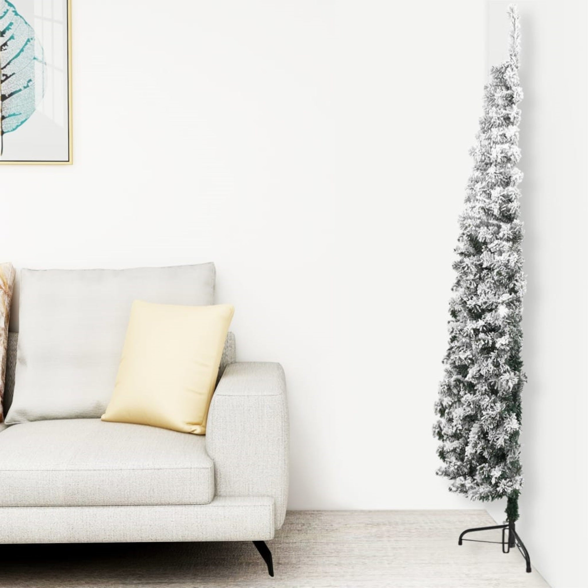 Vidaxl Slim Artificial Half Christmas Tree With Flocked Snow 70.9'