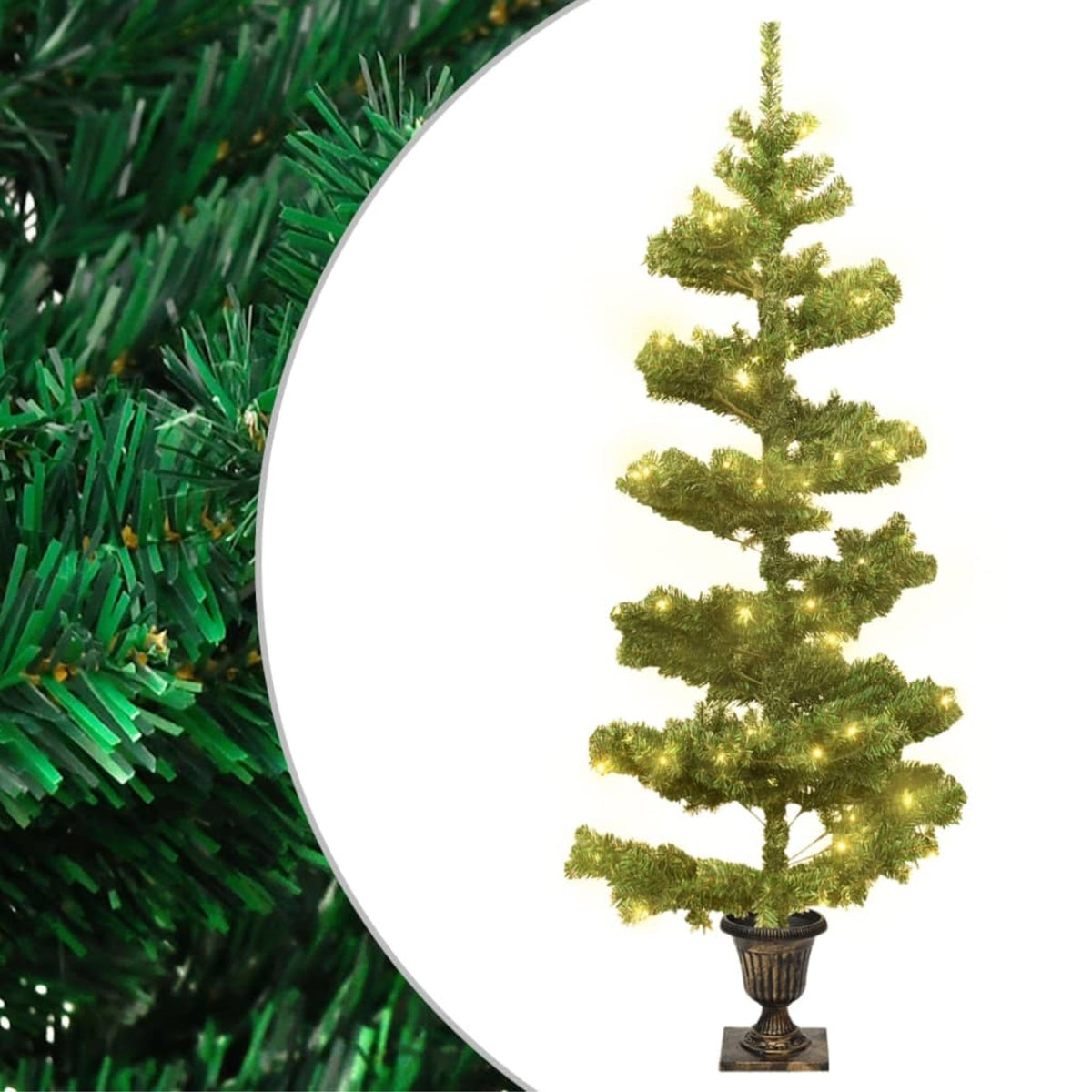 Vidaxl Swirl Christmas Tree With Pot And Leds Green 47.2' Pvc