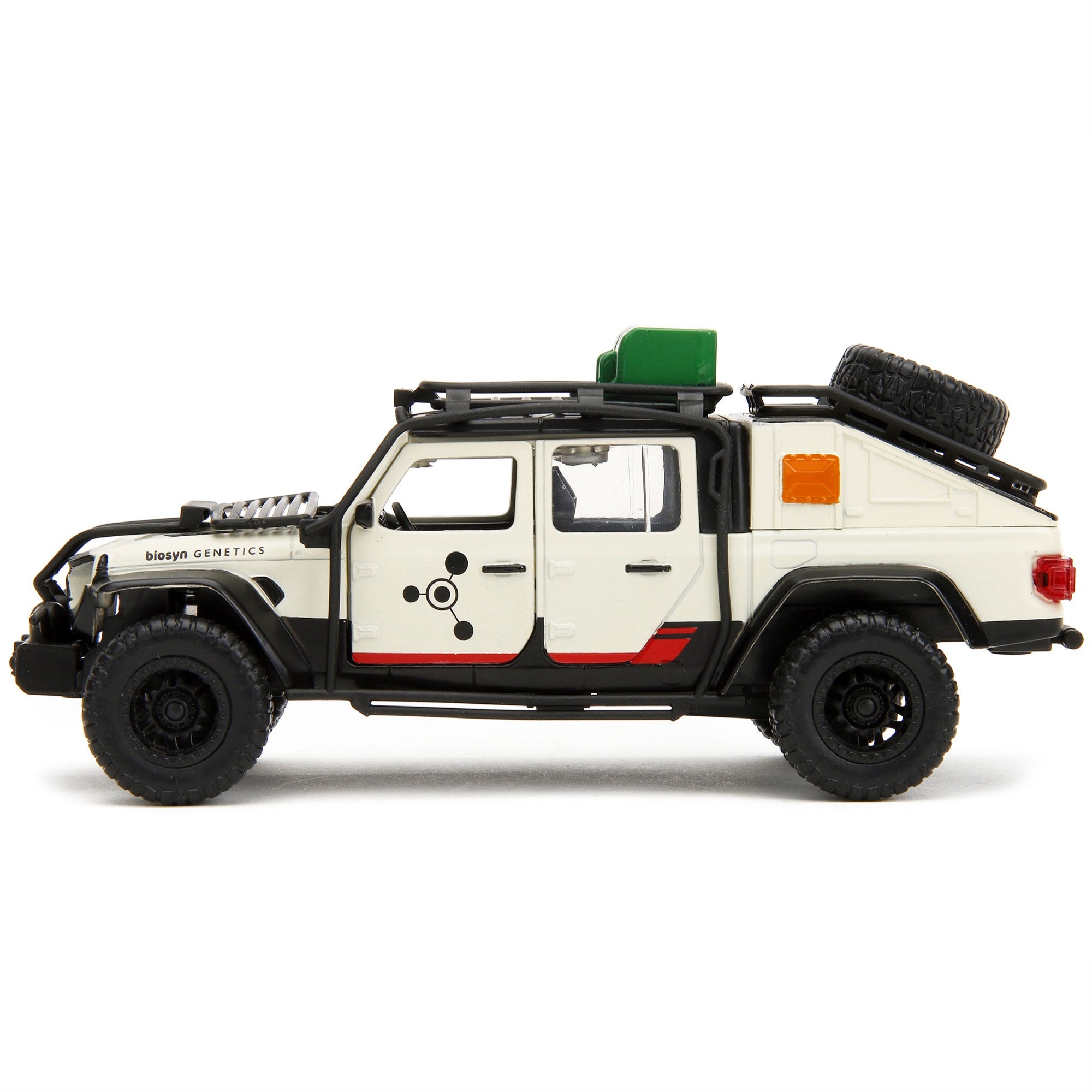 Jeep Gladiator Pickup Truck with Equipment Shell Beige with Graphics “Biosyn Genetics” “Jurassic World Dominion” (2022) Movie “Hollywood Rides” Series 1/32 Diecast Model Car by Jada