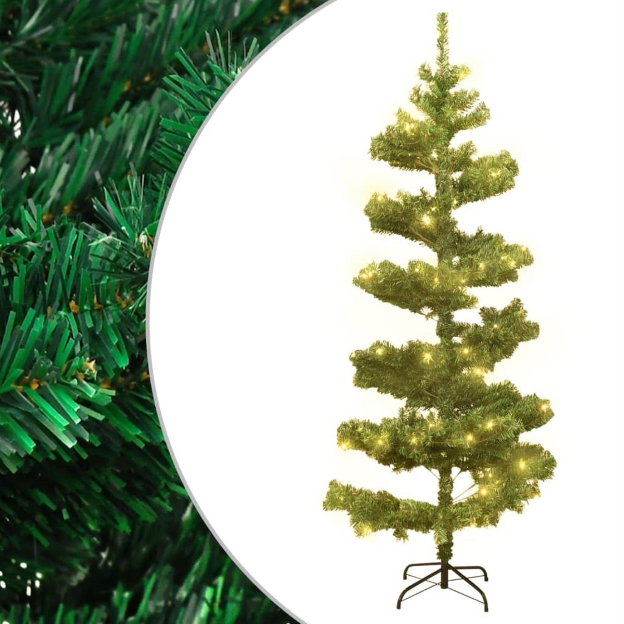 Vidaxl Swirl Christmas Tree With Stand And Leds Green 70.9' Pvc