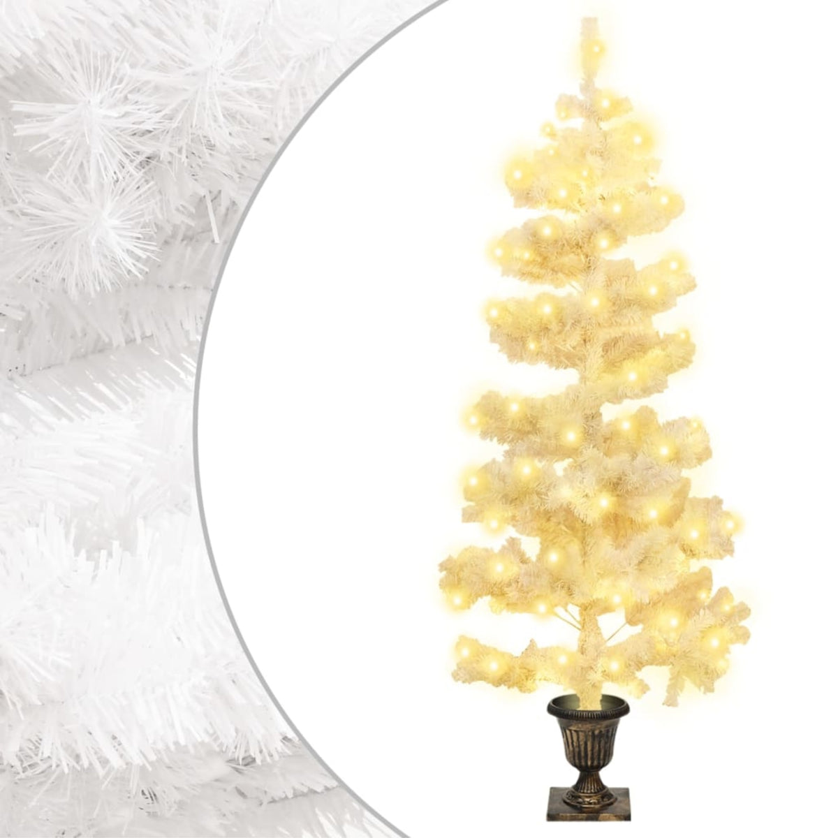 Vidaxl Swirl Christmas Tree With Pot And Leds White 47.2' Pvc