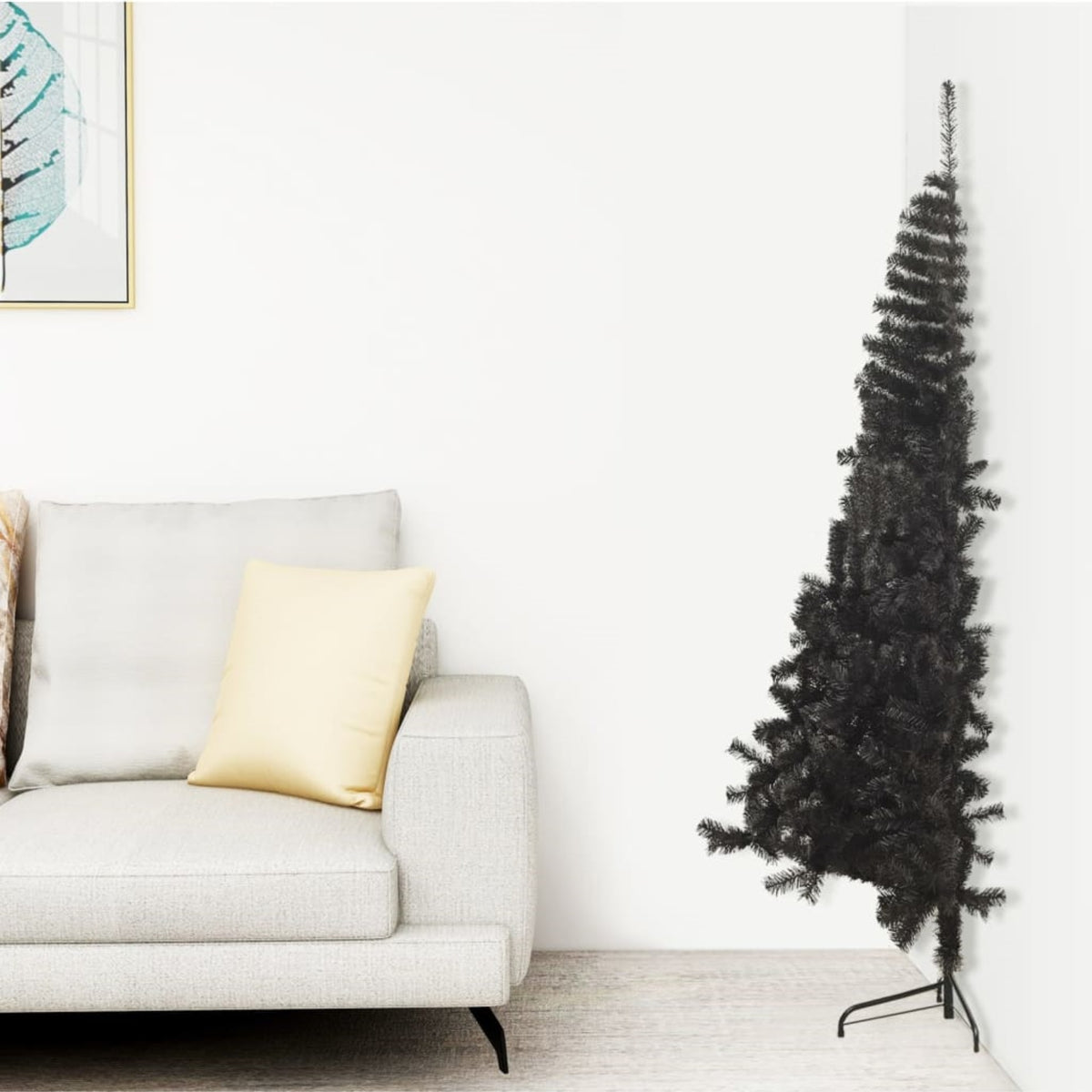 Vidaxl Artificial Half Christmas Tree With Stand Black 70.9' Pvc
