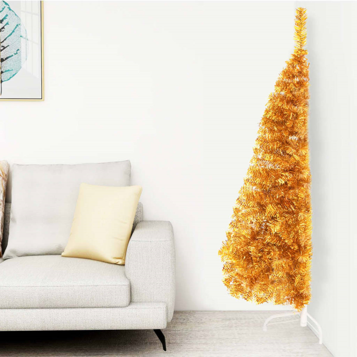 Vidaxl Artificial Half Christmas Tree With Stand Gold 59.1' Pvc