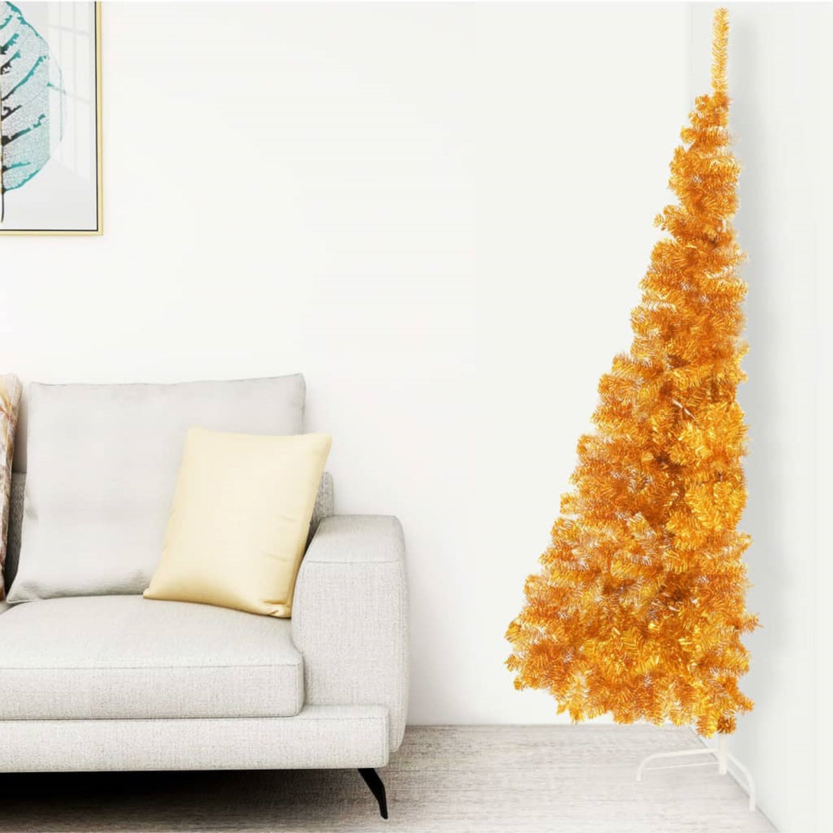 Vidaxl Artificial Half Christmas Tree With Stand Gold 82.7' Pvc