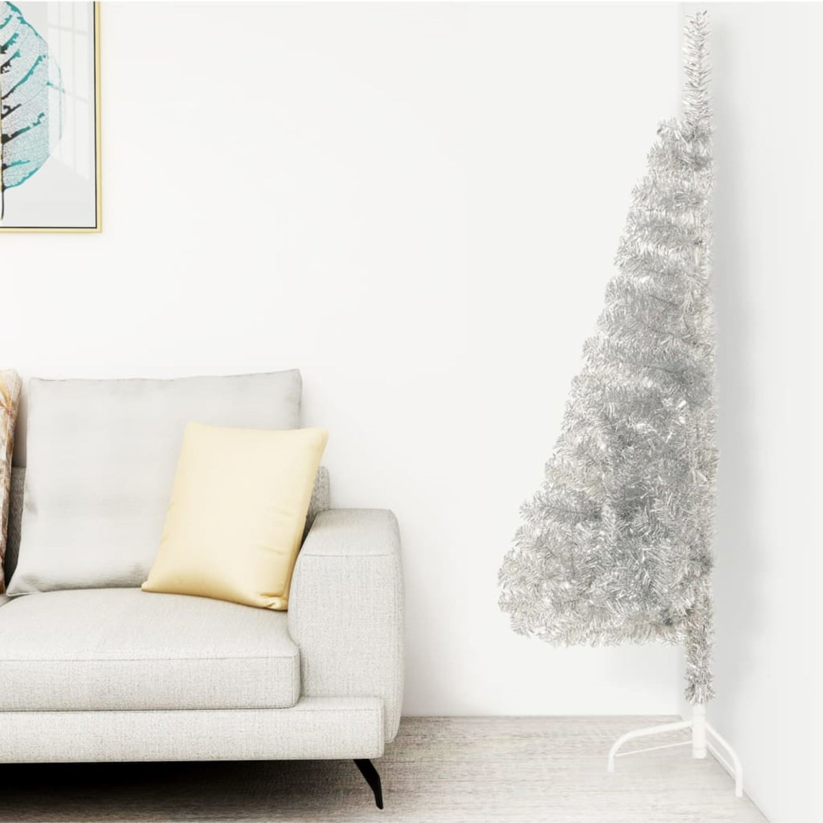 Vidaxl Artificial Half Christmas Tree With Stand Silver 59.1' Pvc