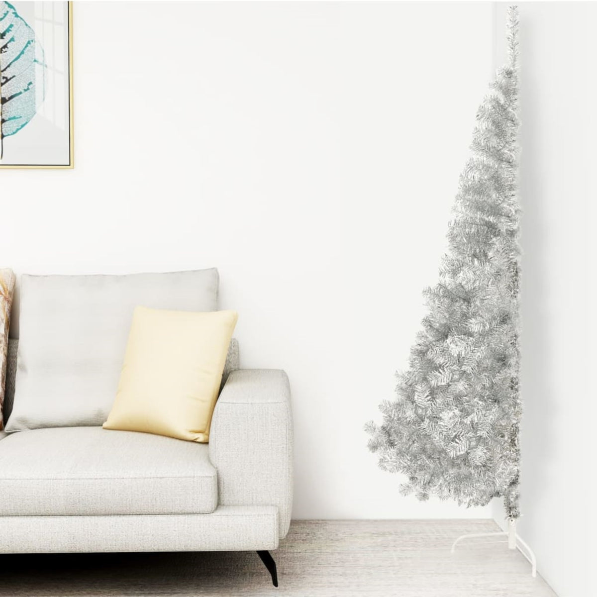 Vidaxl Artificial Half Christmas Tree With Stand Silver 82.7' Pvc