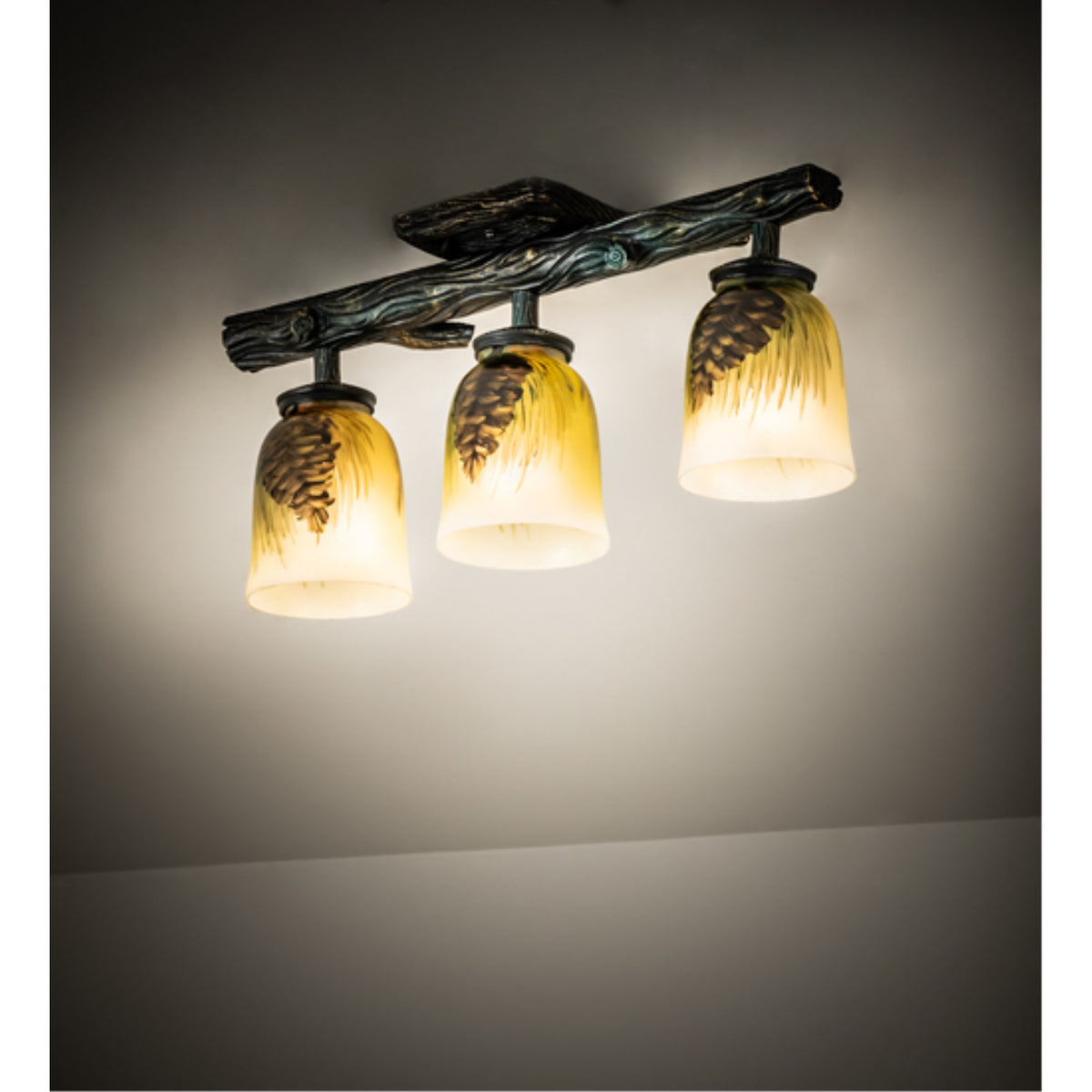 23' Long Pinecone 3 Light Hand Painted Semi-Flushmount