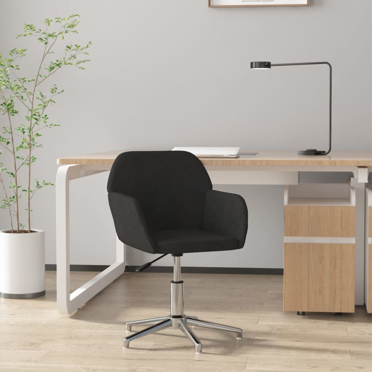 Vidaxl Swivel Office Chair Black Fabric
