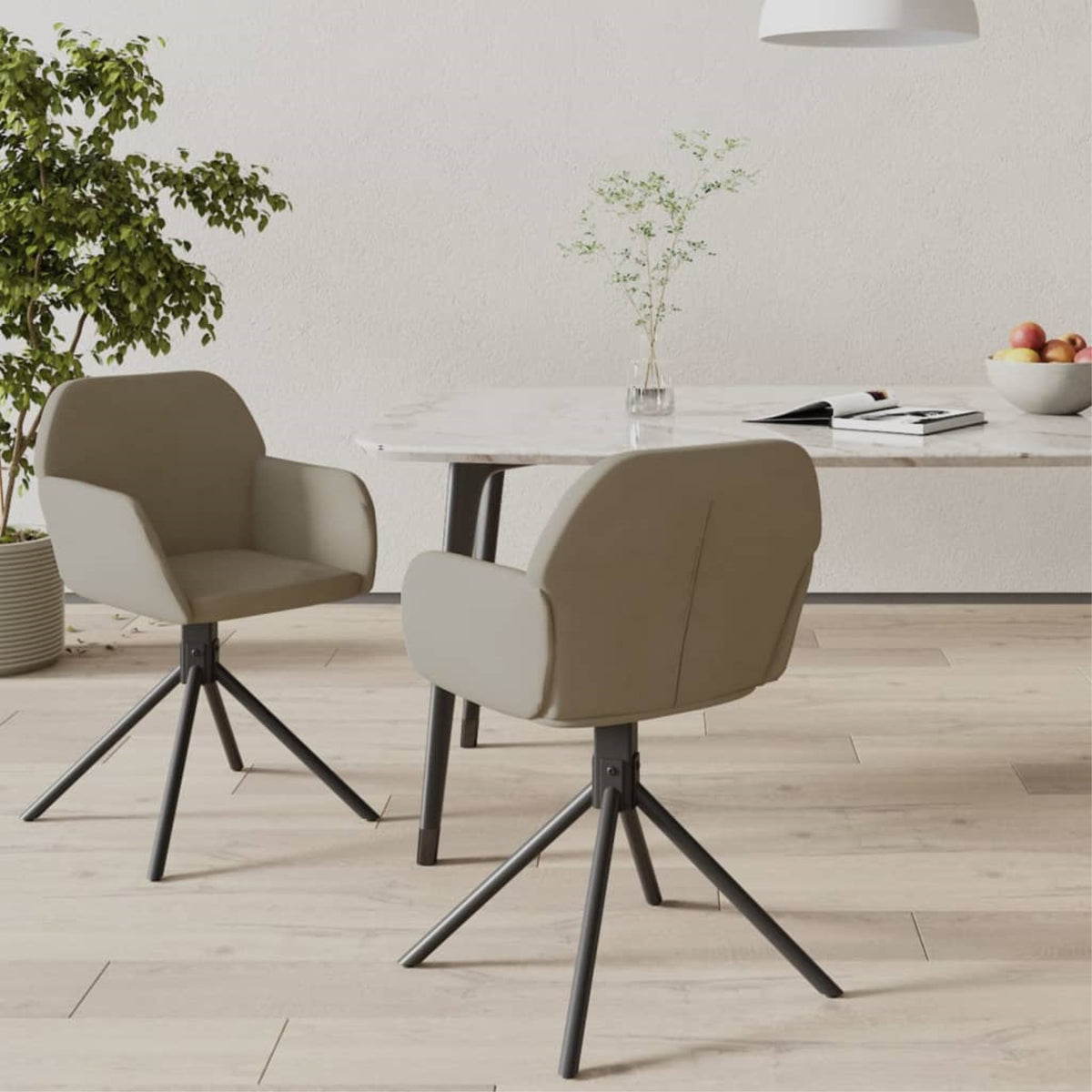 Vidaxl Swivel Dining Chairs 2 Pcs Light Gray Velvet