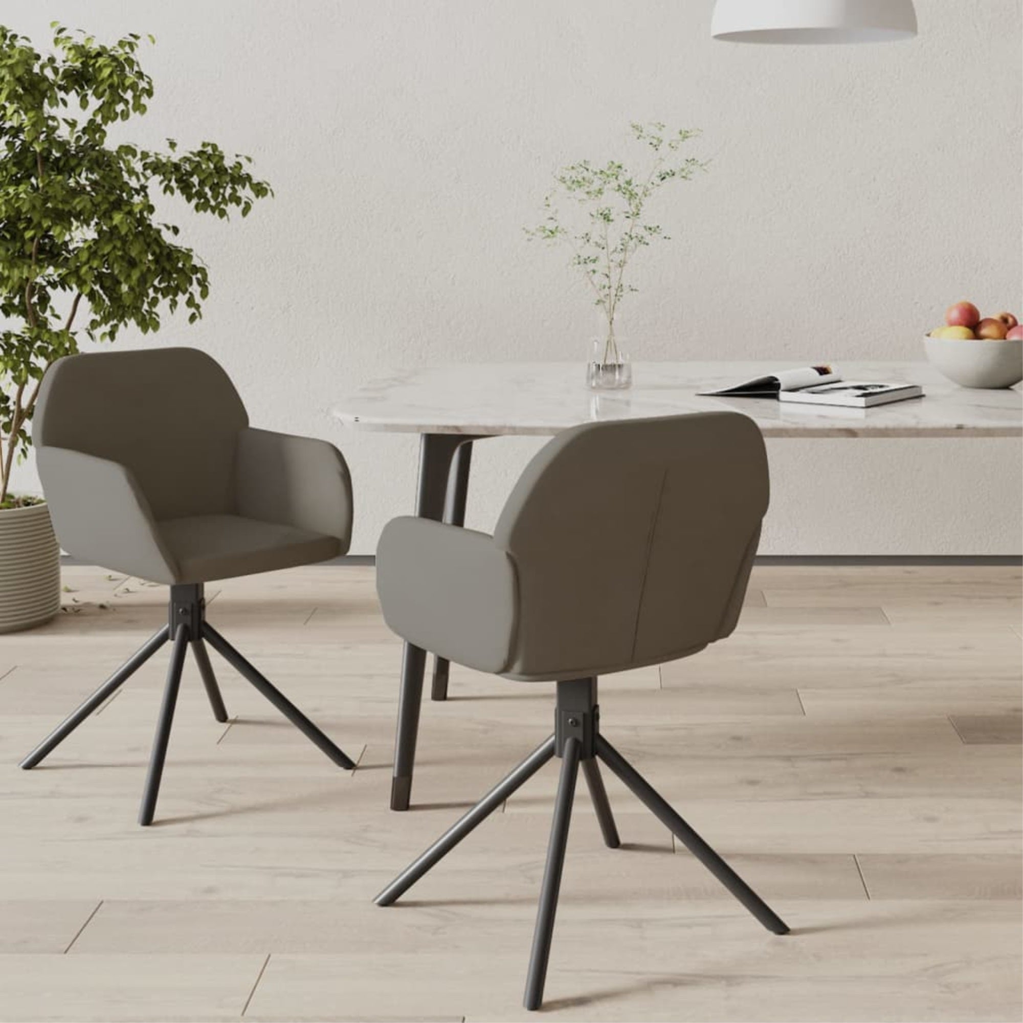 Vidaxl Swivel Dining Chairs 2 Pcs Dark Gray Velvet