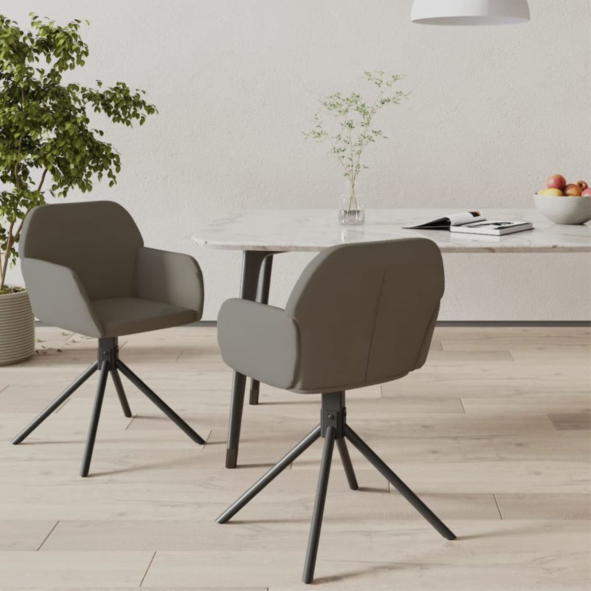 Vidaxl Swivel Dining Chairs 2 Pcs Dark Gray Velvet