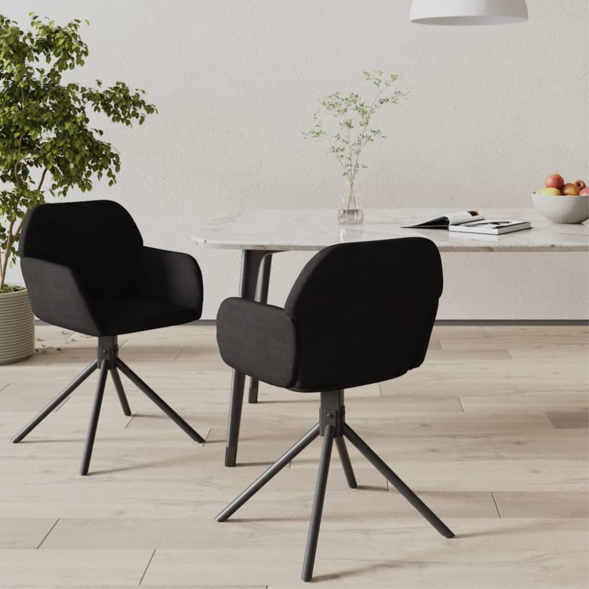 Vidaxl Swivel Dining Chairs 2 Pcs Black Velvet