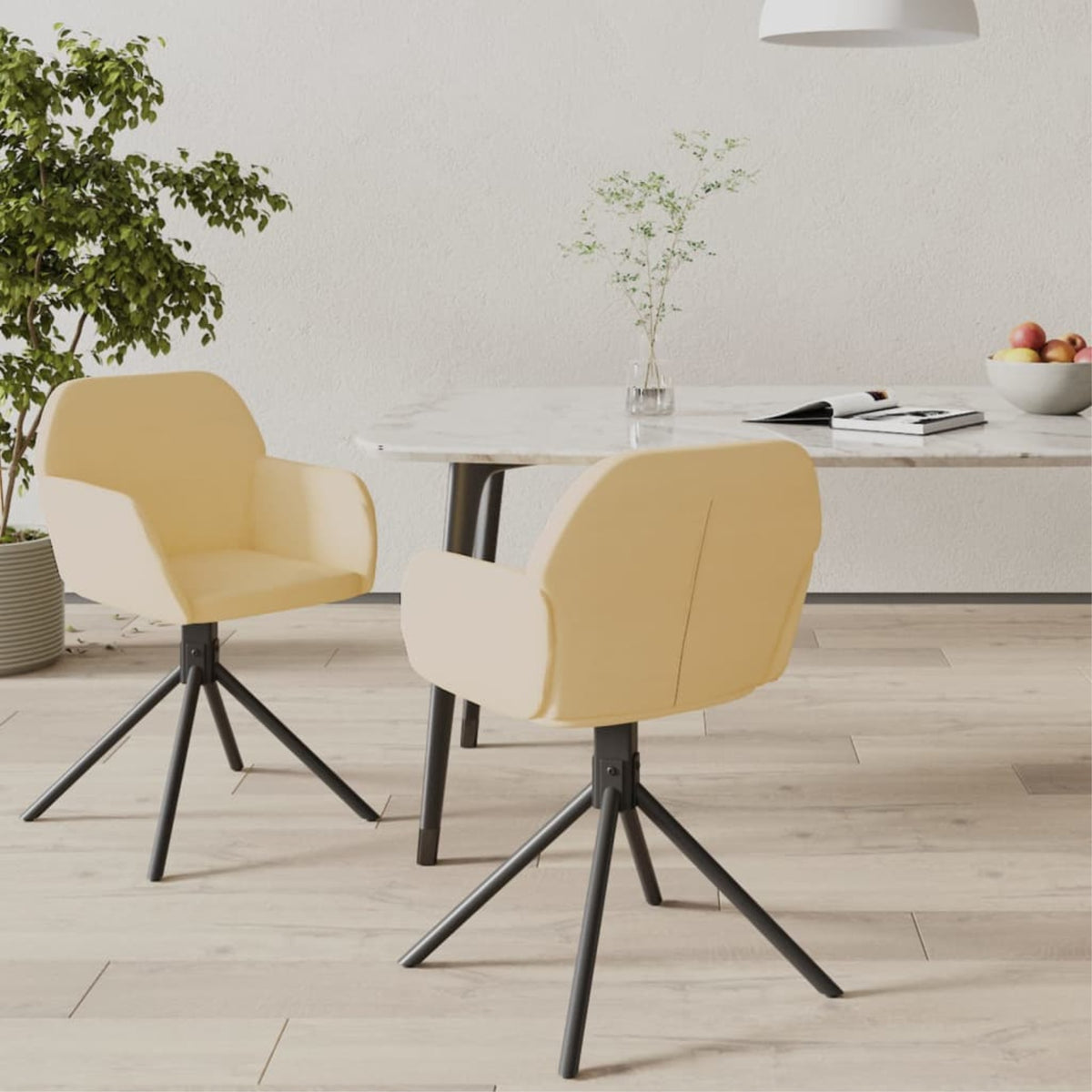 Vidaxl Swivel Dining Chairs 2 Pcs Cream Velvet
