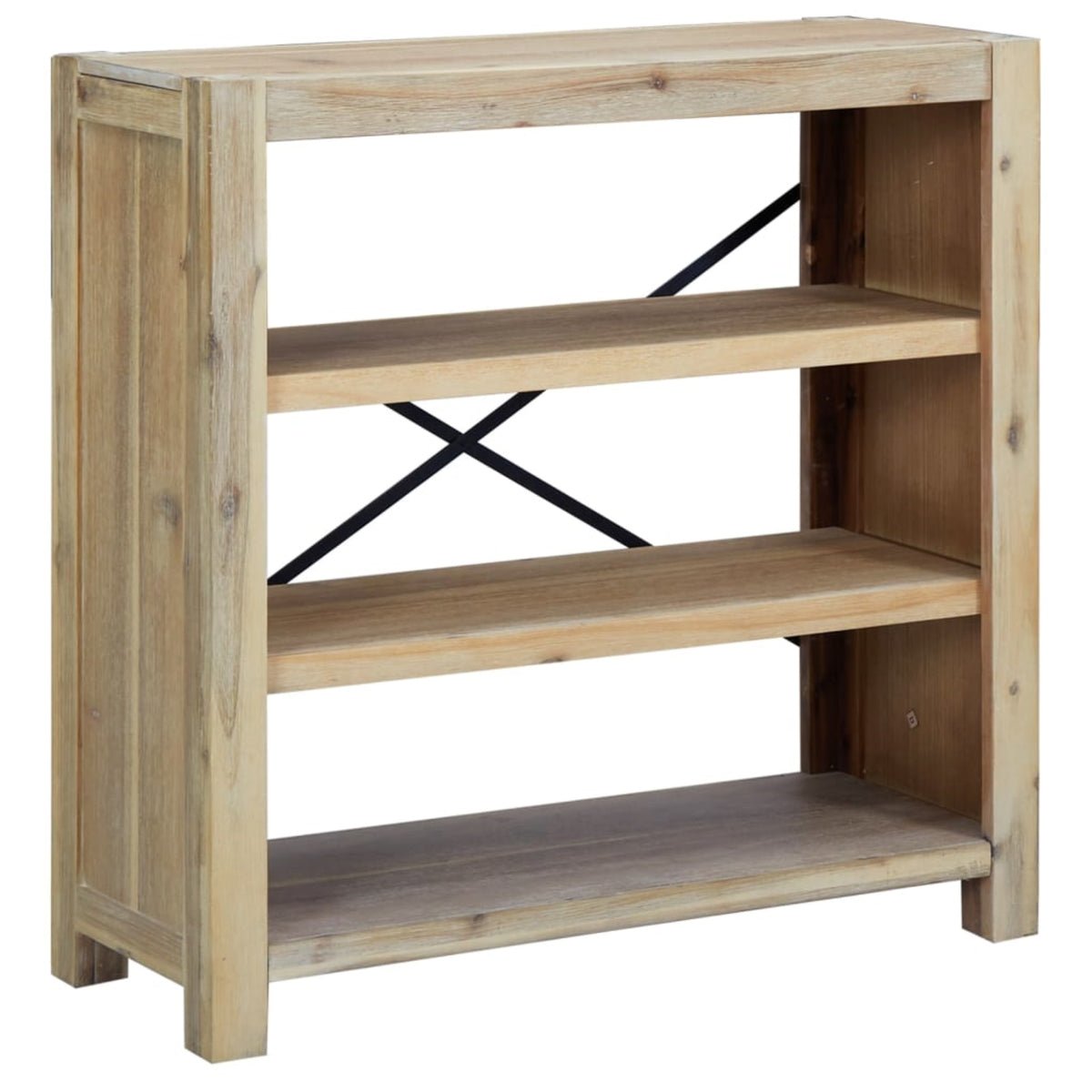 Vidaxl 3-Tier Bookcase 31.5'X11.8'X31.5' Solid Wood Acacia