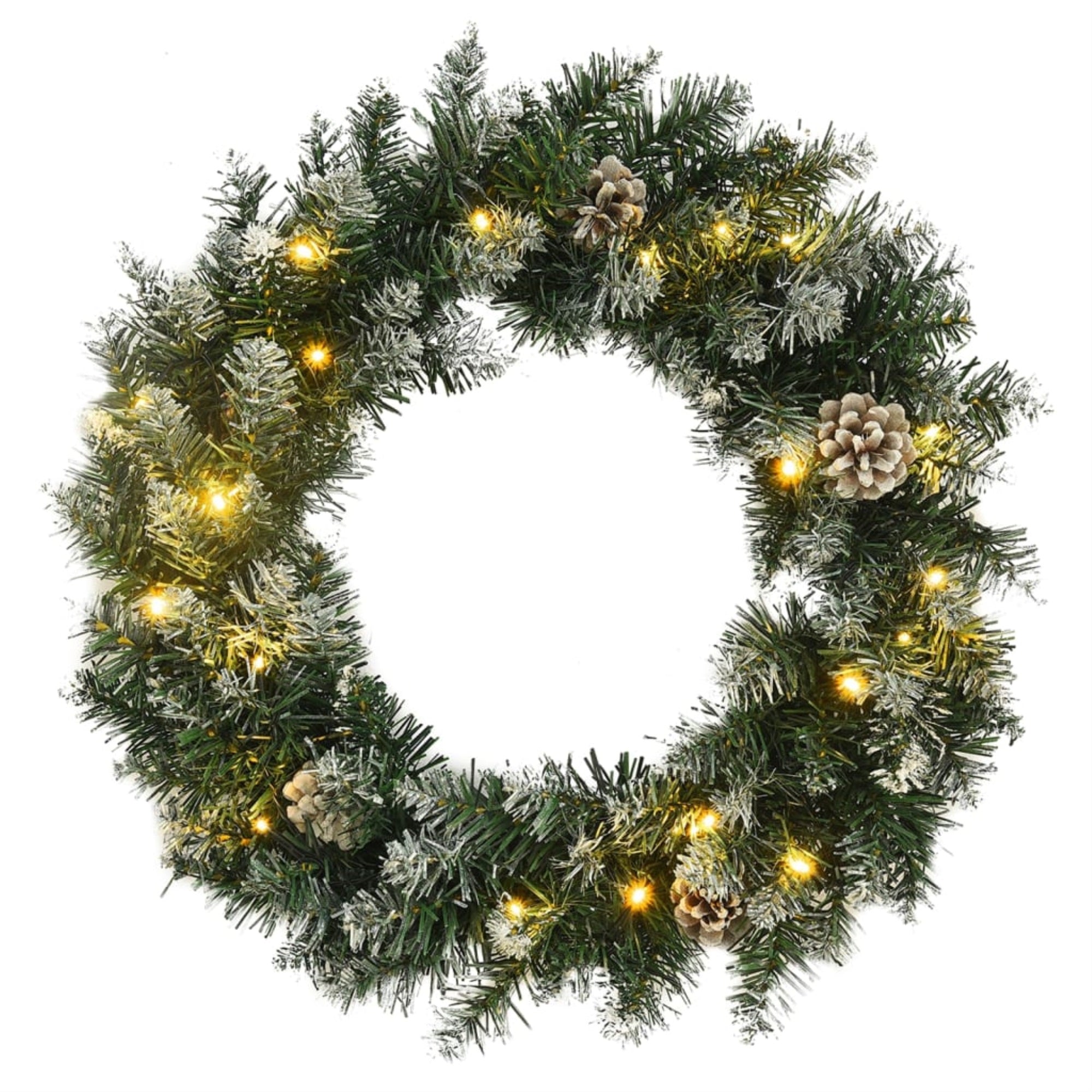 Vidaxl Christmas Wreath With Led Lights Green 17.7' Pvc