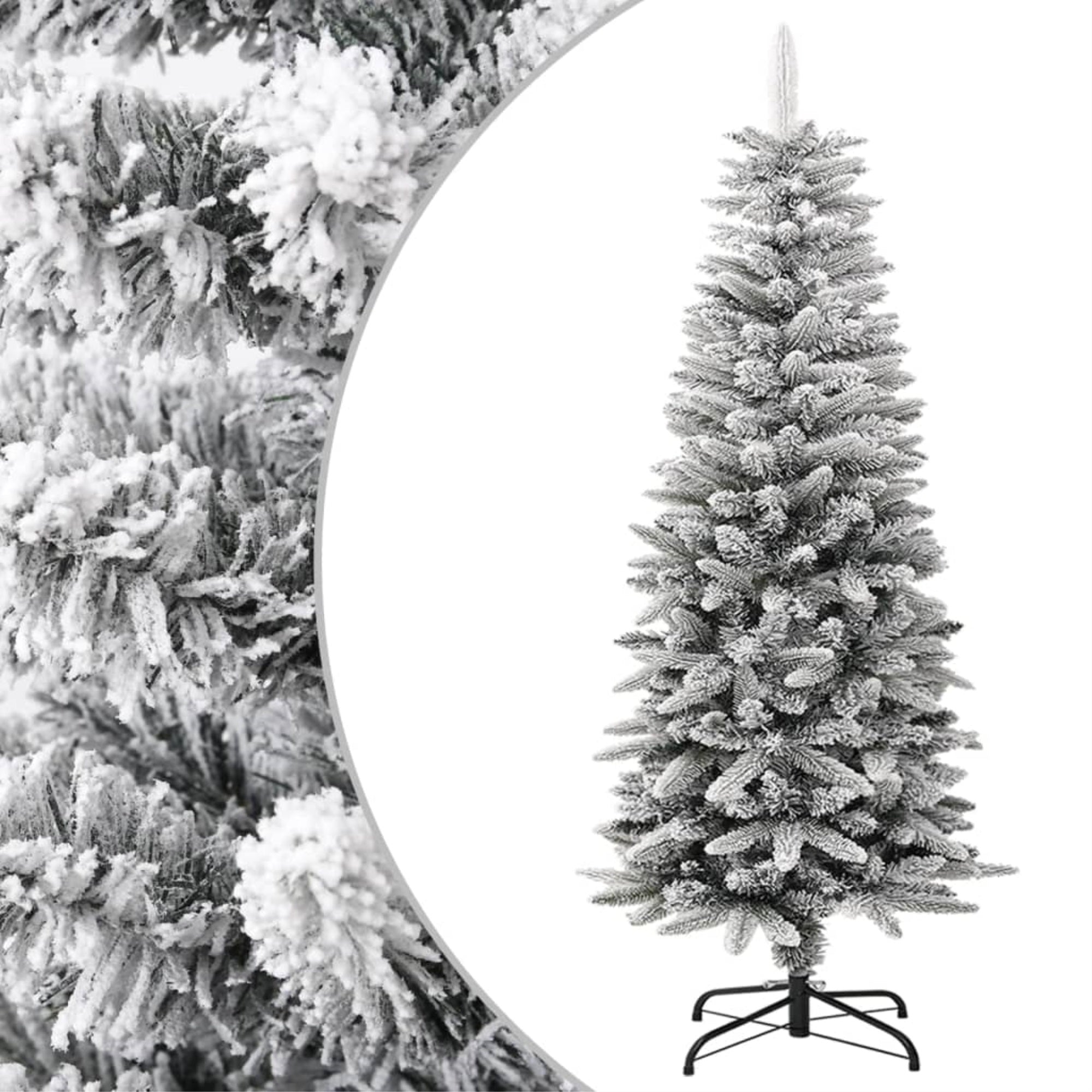 Vidaxl Artificial Slim Christmas Tree With Flocked Snow 47.2' Pvc&Pe