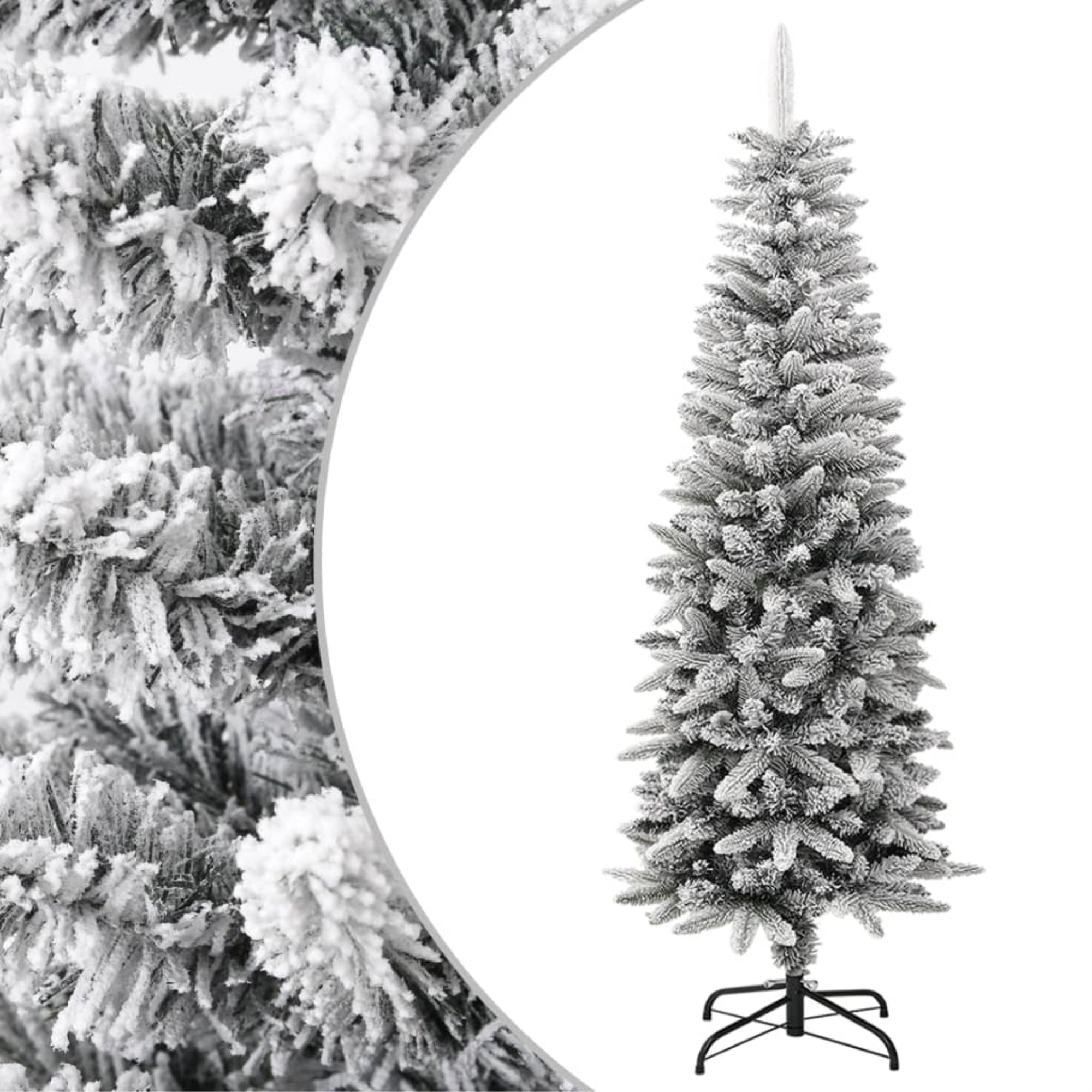 Vidaxl Artificial Slim Christmas Tree With Flocked Snow 59.1' Pvc&Pe