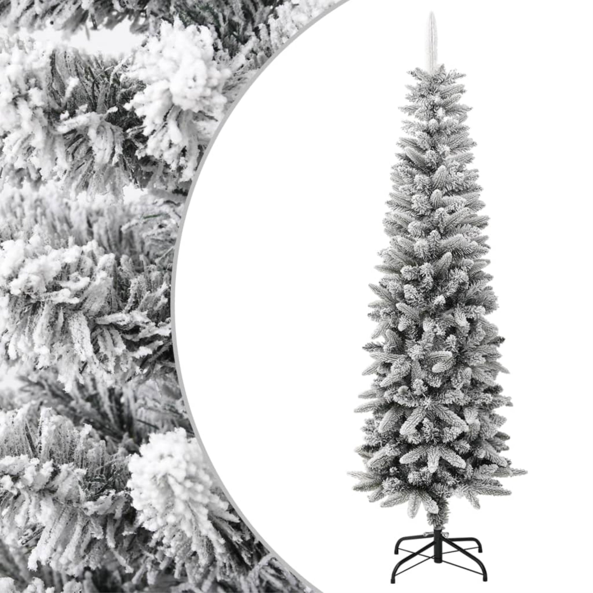 Vidaxl Artificial Slim Christmas Tree With Flocked Snow 70.9' Pvc&Pe
