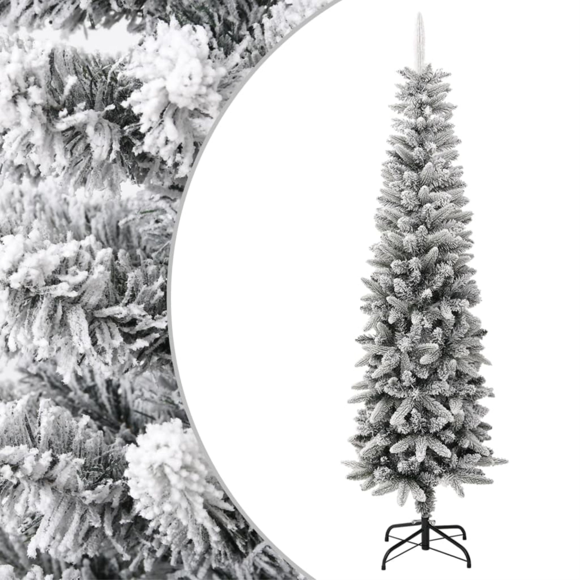 Vidaxl Artificial Slim Christmas Tree With Flocked Snow 82.7' Pvc&Pe