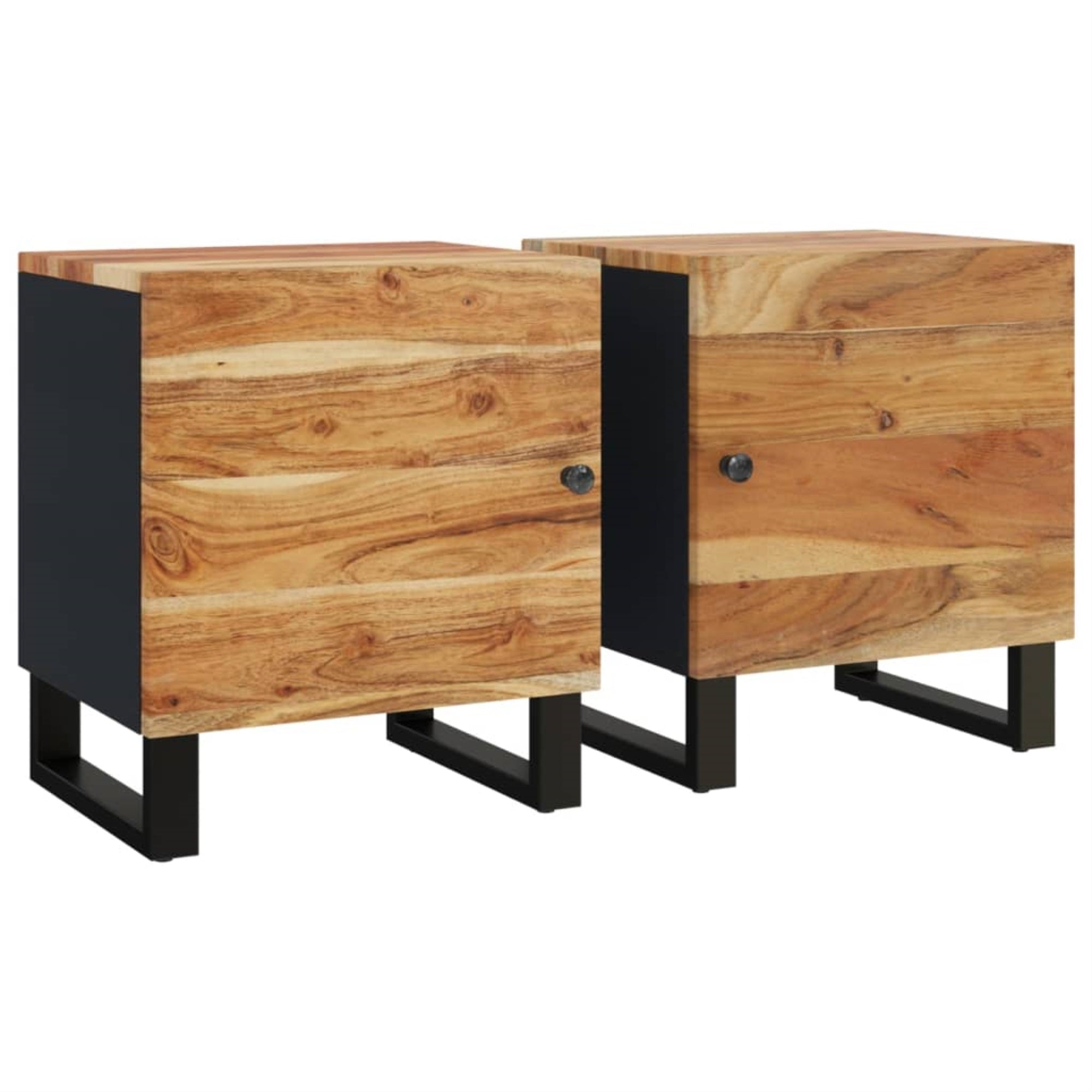 Vidaxl Bedside Cabinets 2 Pcs 15.7'X13'X18.1' Solid Wood Acacia