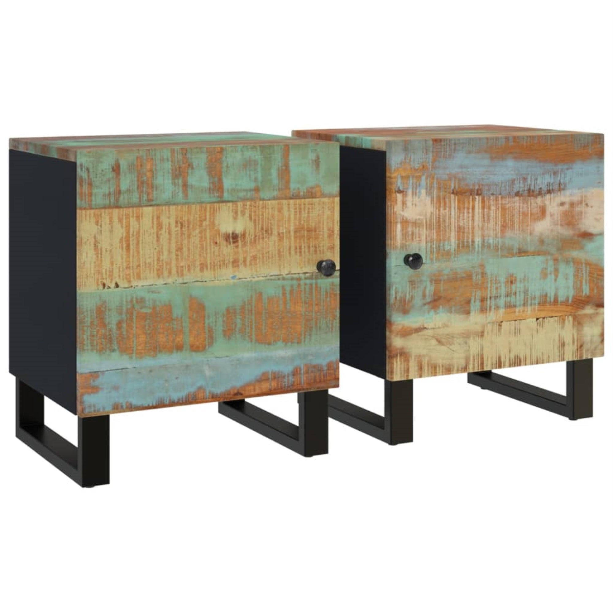 Vidaxl Bedside Cabinets 2 Pcs 15.7'X13'X18.1' Solid Wood Reclaimed