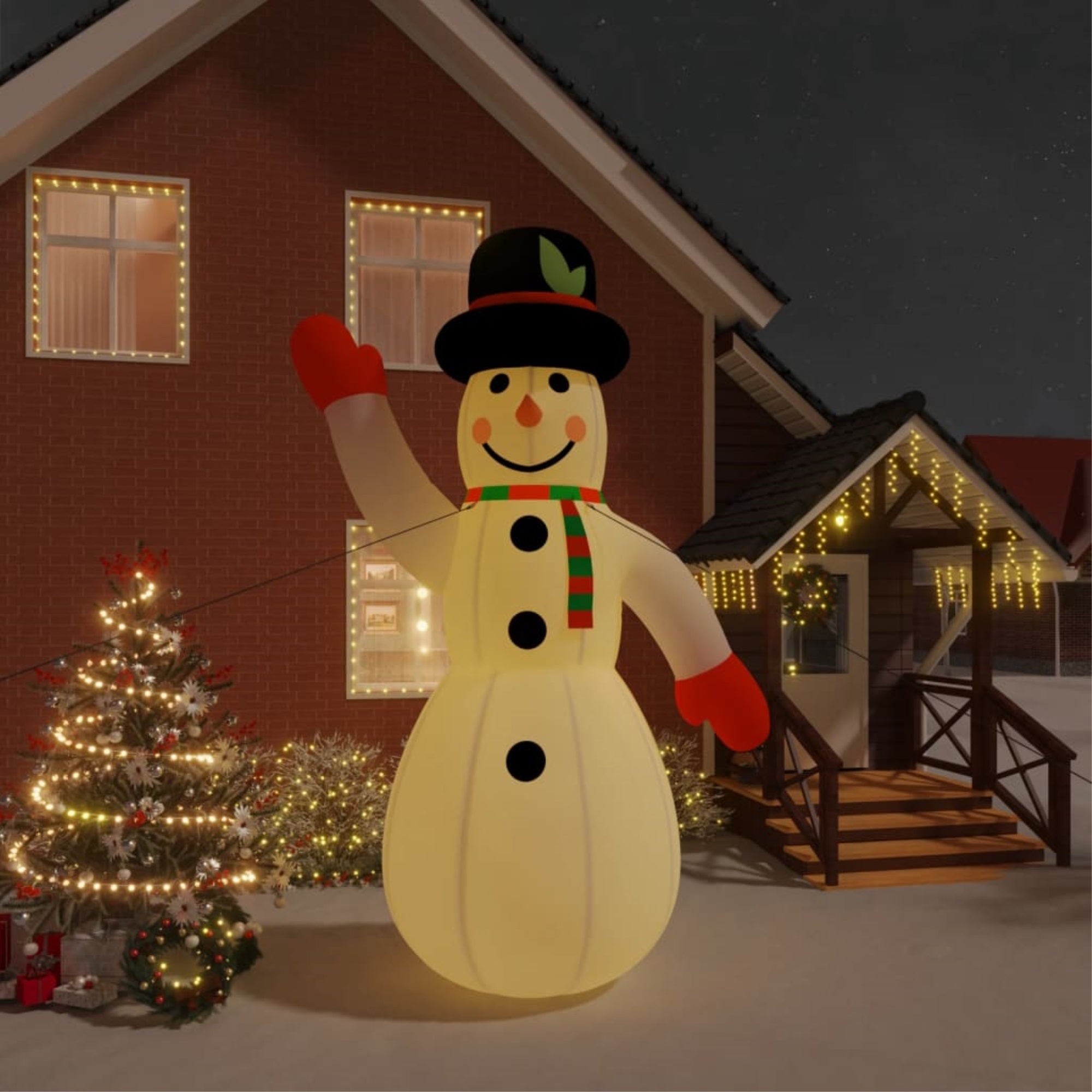 Vidaxl Christmas Inflatable Snowman With Leds 179.1'