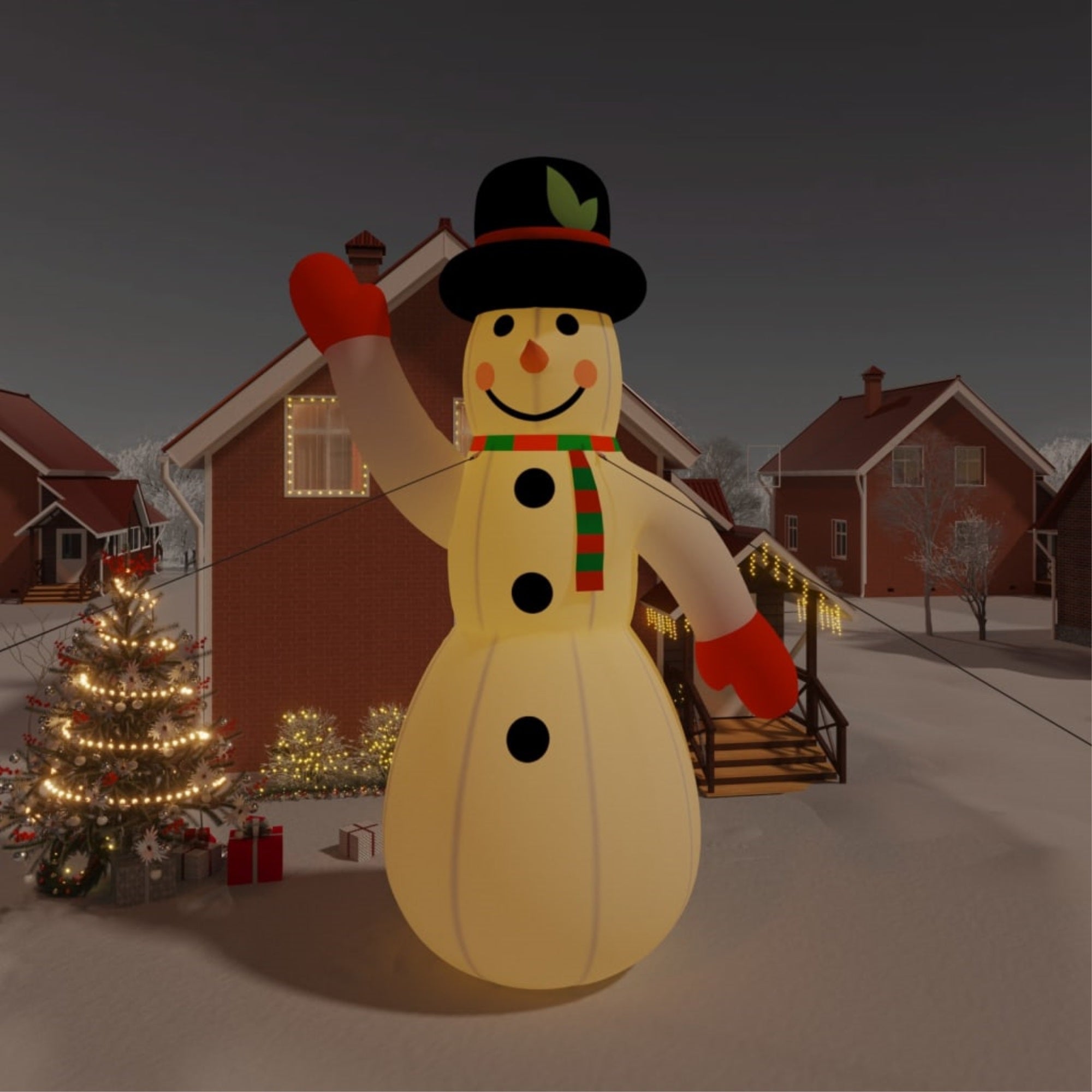 Vidaxl Christmas Inflatable Snowman With Leds 316.9'