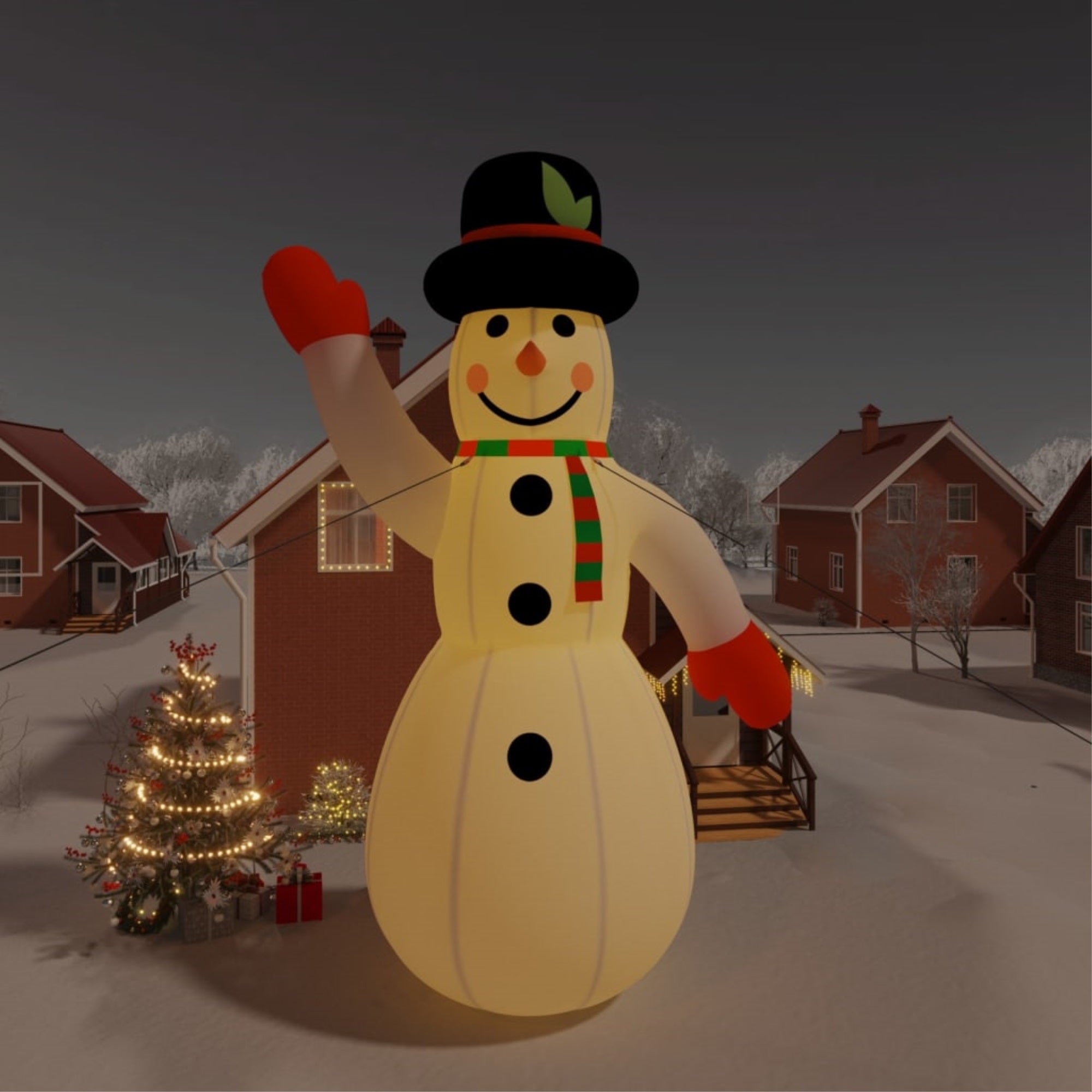 Vidaxl Christmas Inflatable Snowman With Leds 393.7'