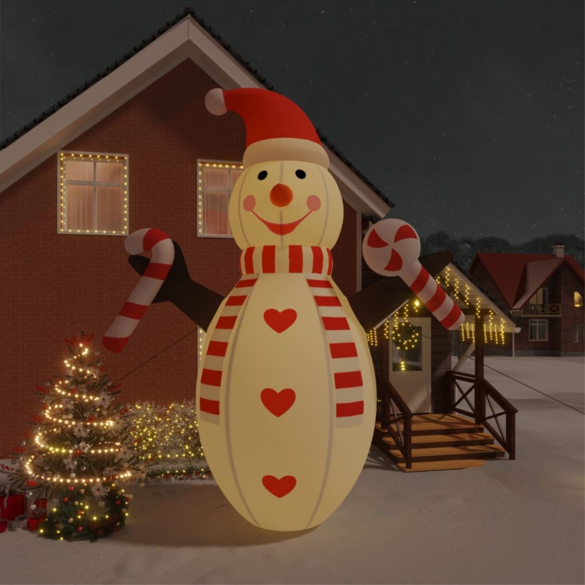 Vidaxl Christmas Inflatable Snowman With Leds 248'