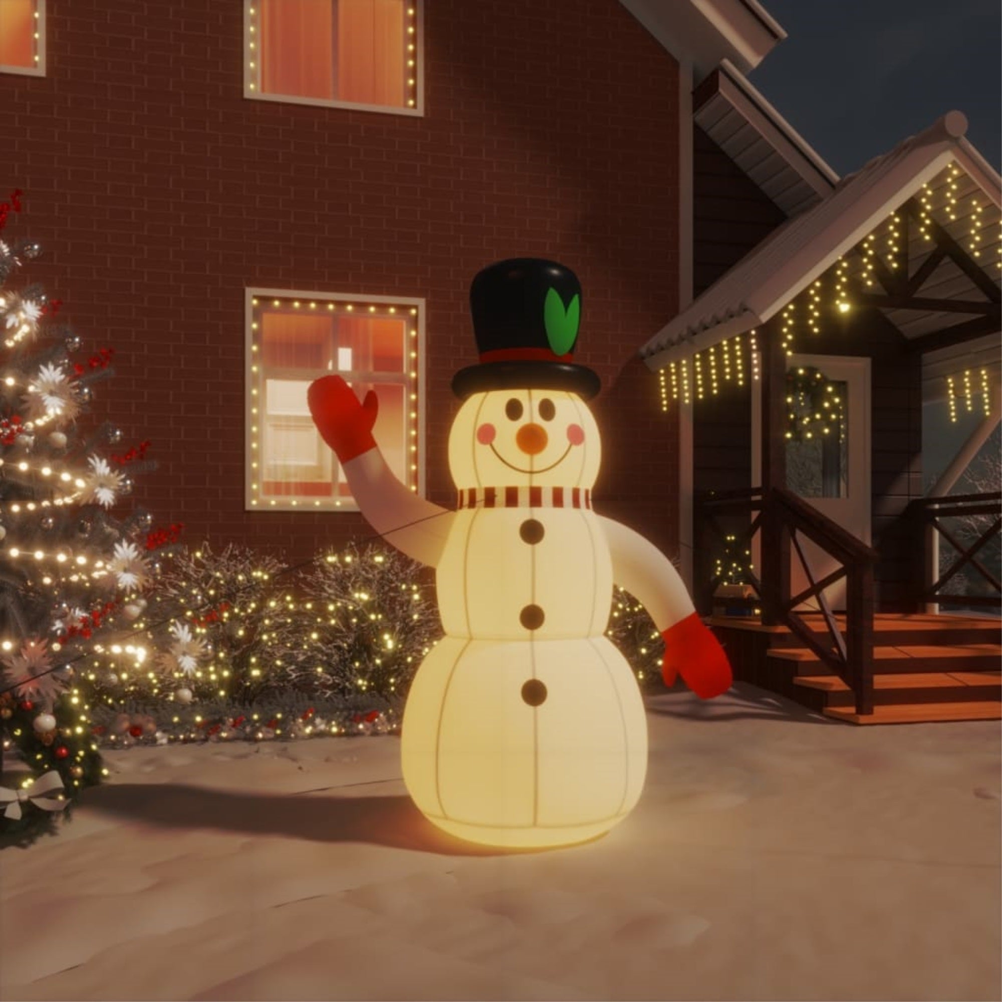 Vidaxl Inflatable Snowman With Leds 47.2'