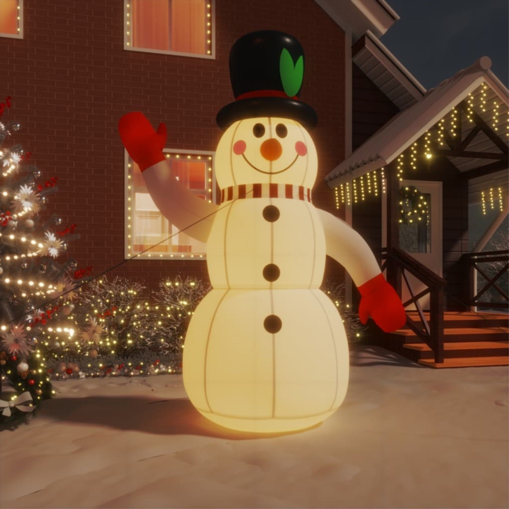 Vidaxl Inflatable Snowman With Leds 118.1'
