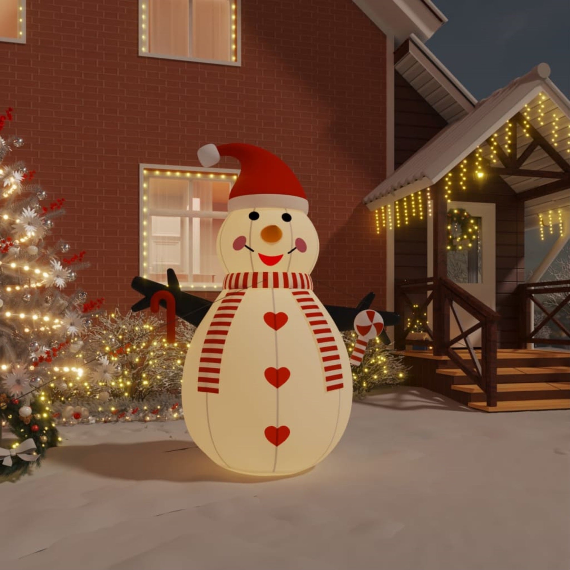 Vidaxl Inflatable Snowman With Leds 98.4'