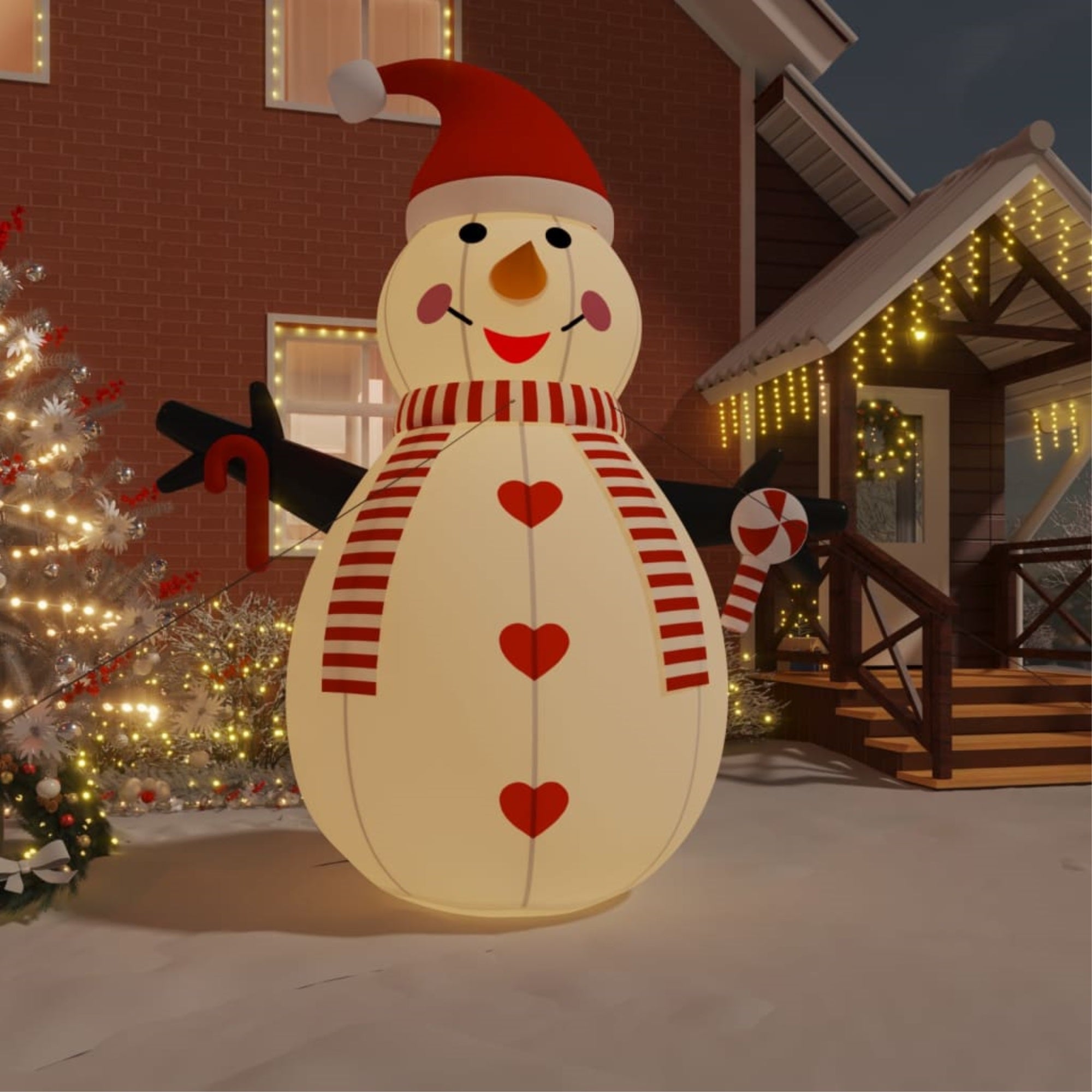 Vidaxl Inflatable Snowman With Leds 181.1'