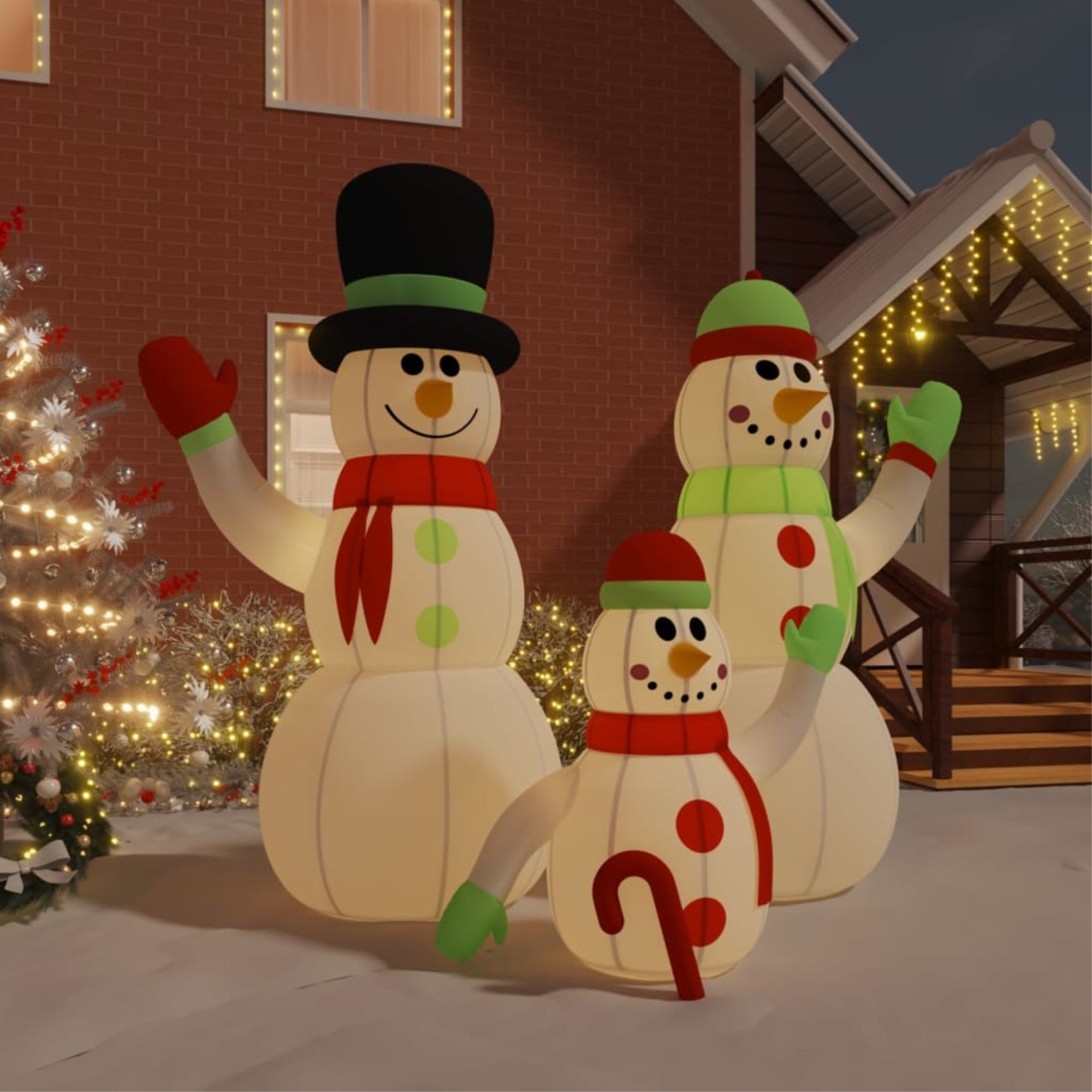 Vidaxl Inflatable Snowman Family With Leds 141.7'