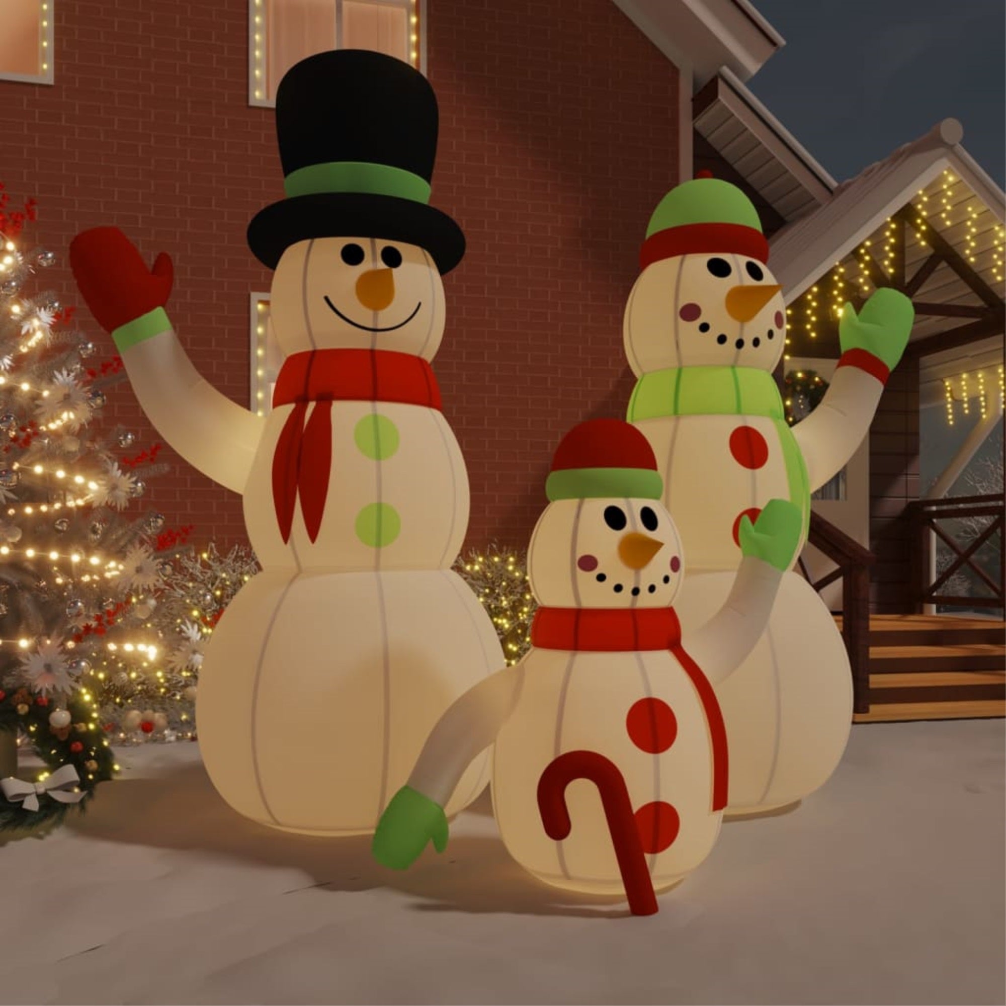 Vidaxl Inflatable Snowman Family With Leds 196.9'