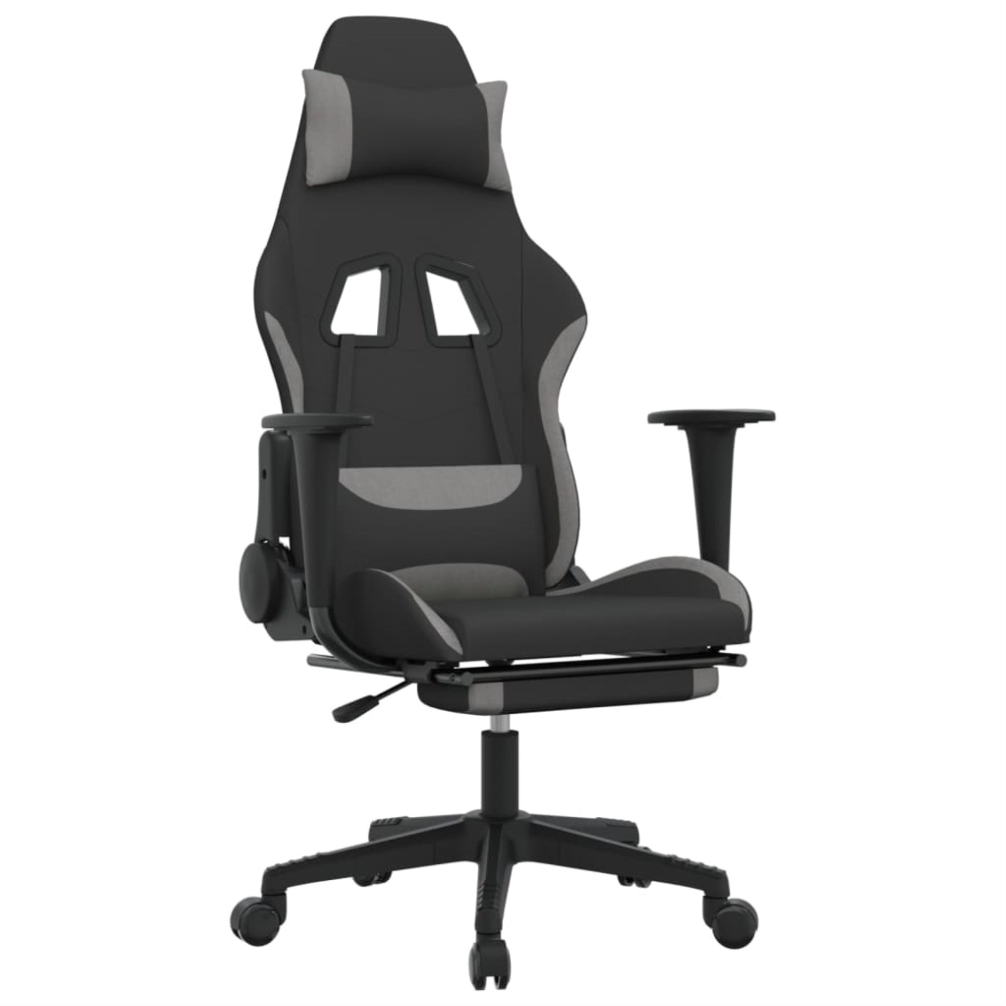 Vidaxl Massage Gaming Chair With Footrest Black And Light Gray Fabric
