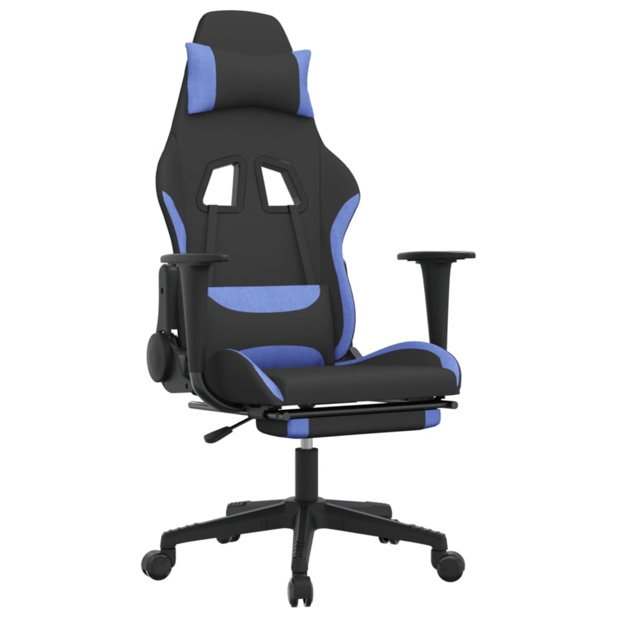 Vidaxl Massage Gaming Chair With Footrest Black And Blue Fabric
