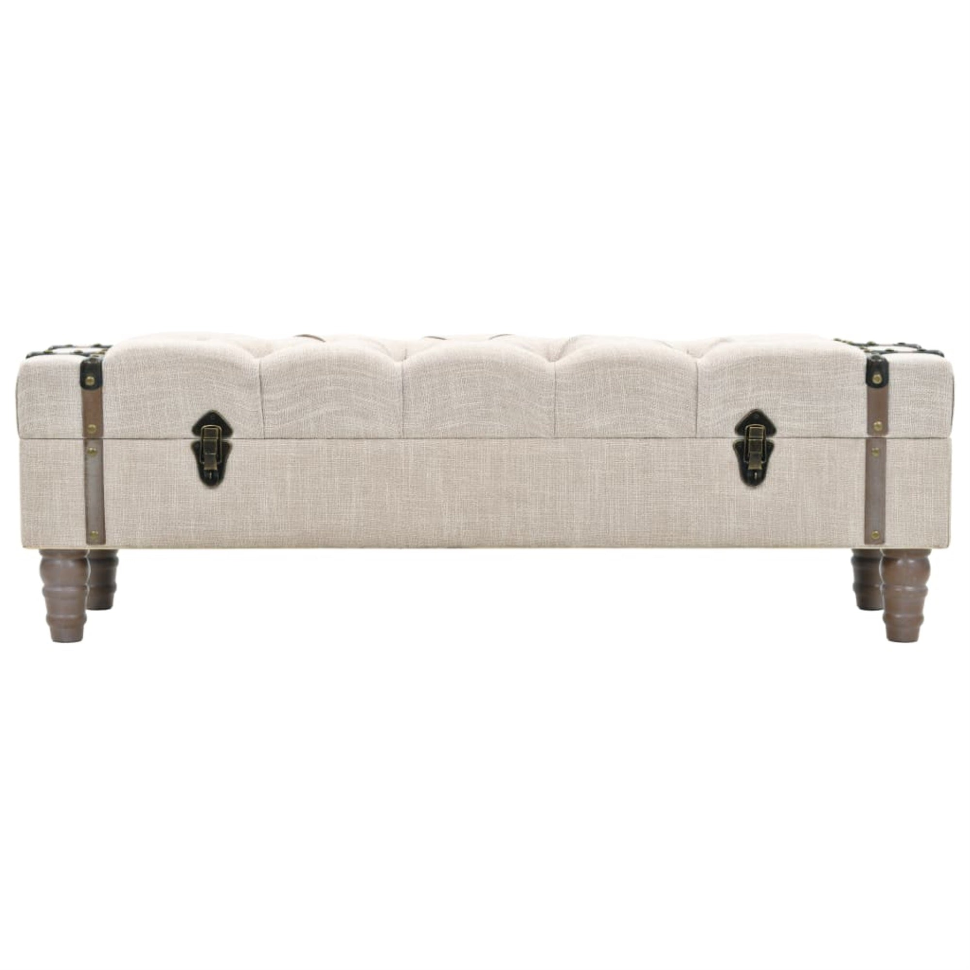 Vidaxl Storage Bench 43.7' Cream Solid Wood Fir&Fabric