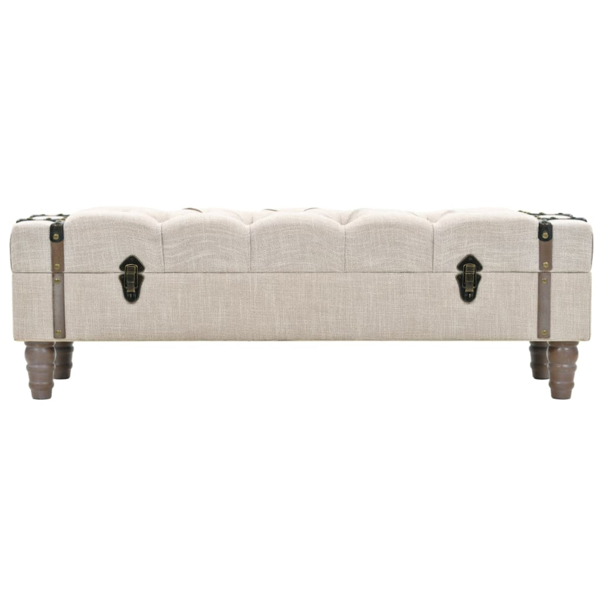 Vidaxl Storage Bench 43.7' Cream Solid Wood Fir&Fabric