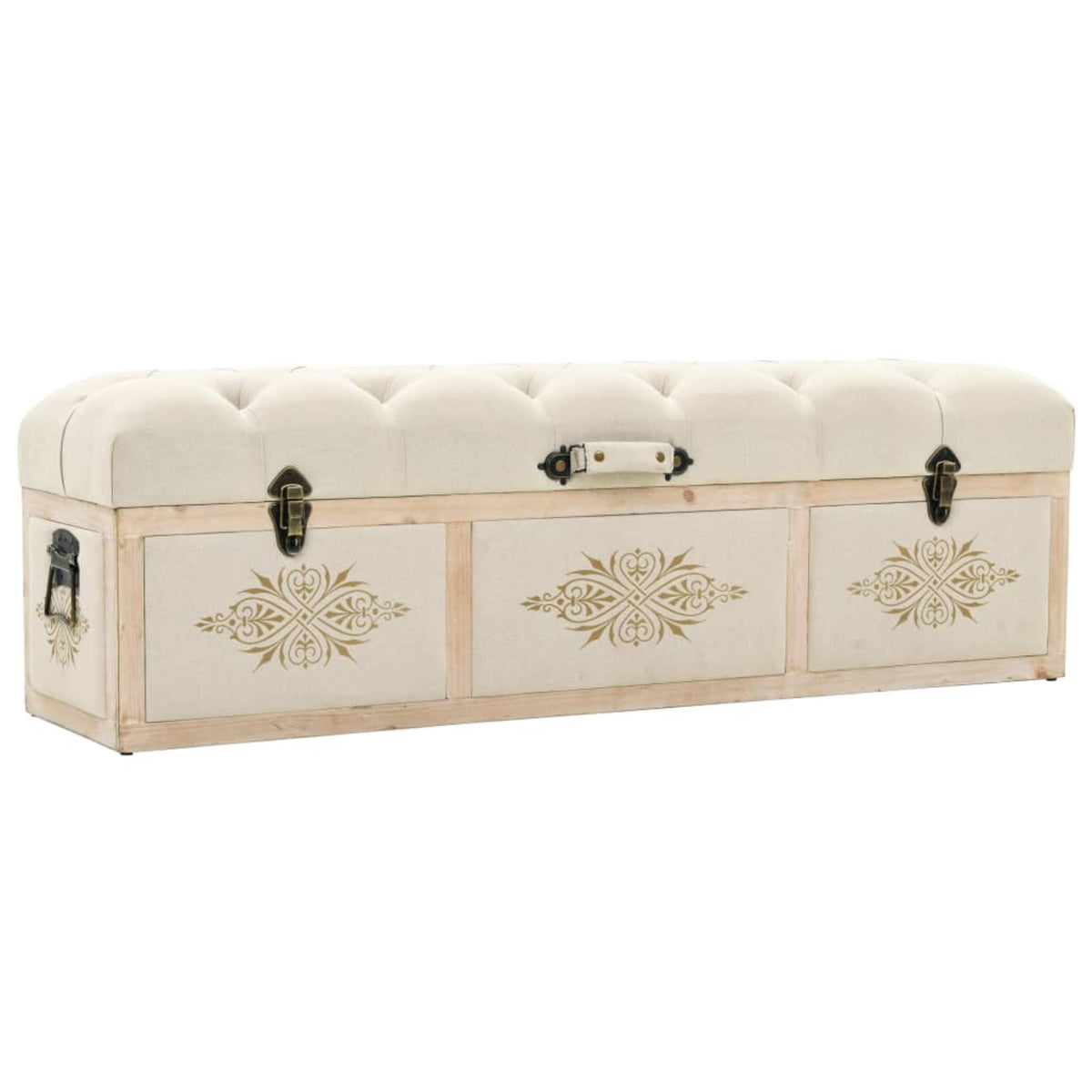 Vidaxl Storage Bench 43.3' Cream Solid Wood Fir
