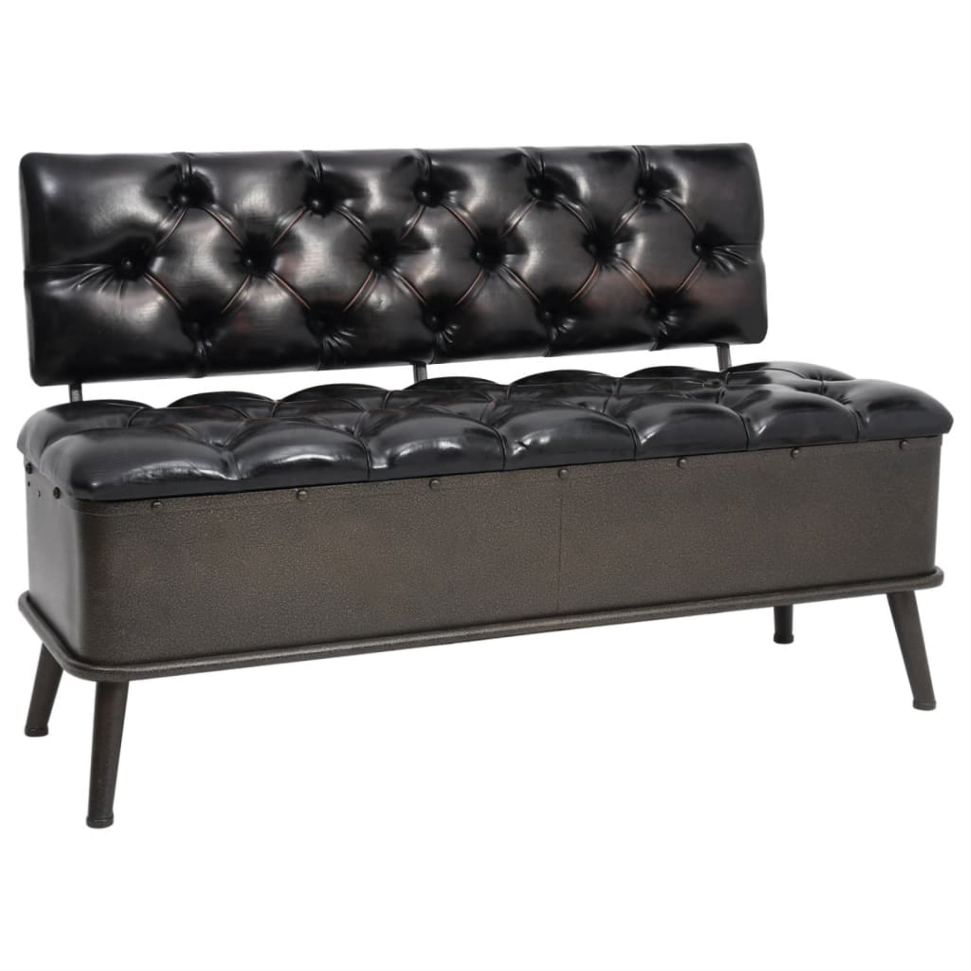 Vidaxl Storage Bench With Backrest 43.3' Black Faux Leather