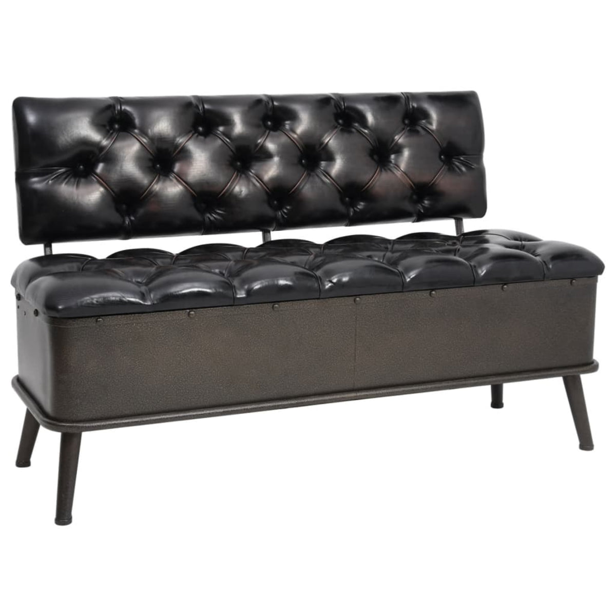 Vidaxl Storage Bench With Backrest 43.3' Black Faux Leather