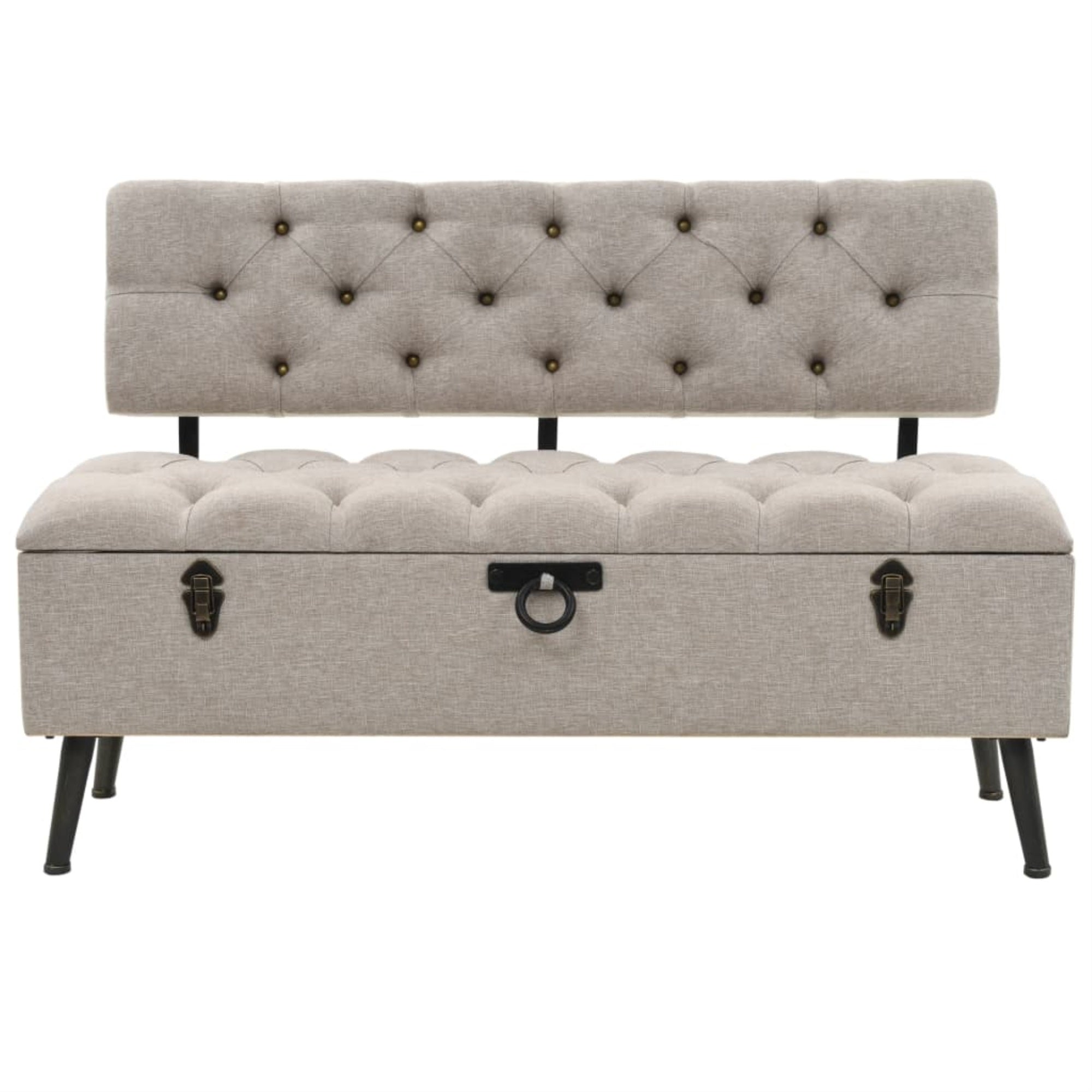Vidaxl Storage Bench With Backrest 43.3' Cream Fabric