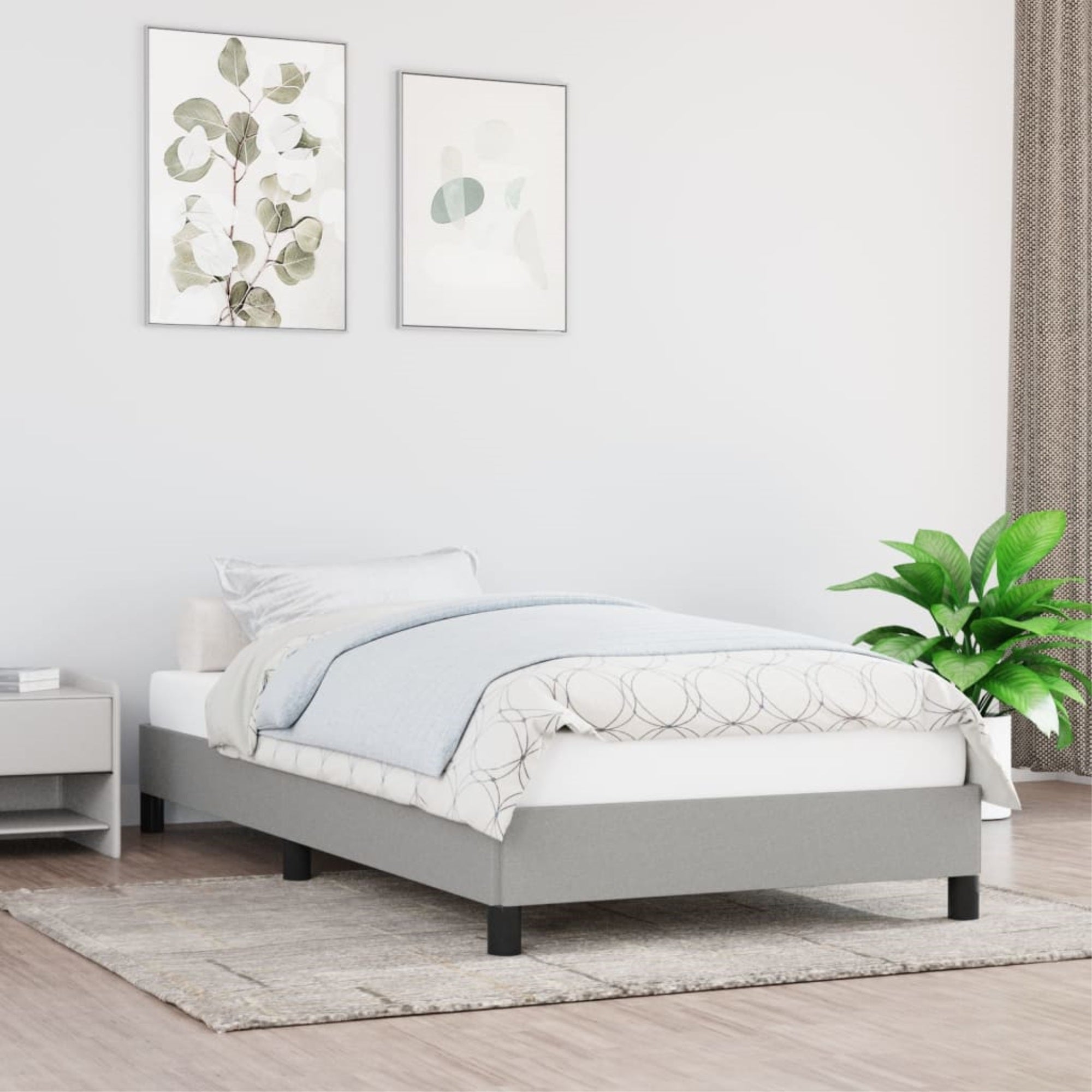 vidaXL Bed Frame Light Gray 39.4″x79.9″ Twin XL Fabric